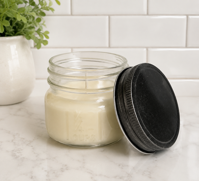 Travel Jar Candle w/Lid: Barn Wood