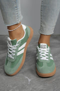 Varsity Color Block Patchwork PU Leather Lace Up Shoes: Ashleigh Blue / 10(42)