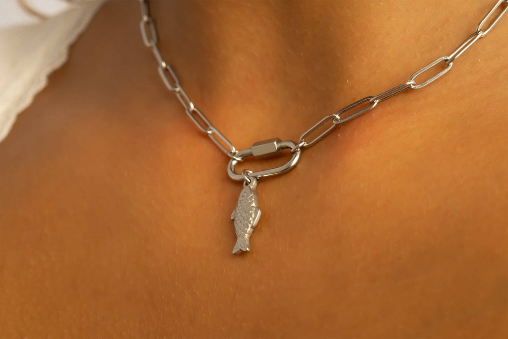 18K Gold PVD Stainless Steel Fish Charm: Stainless