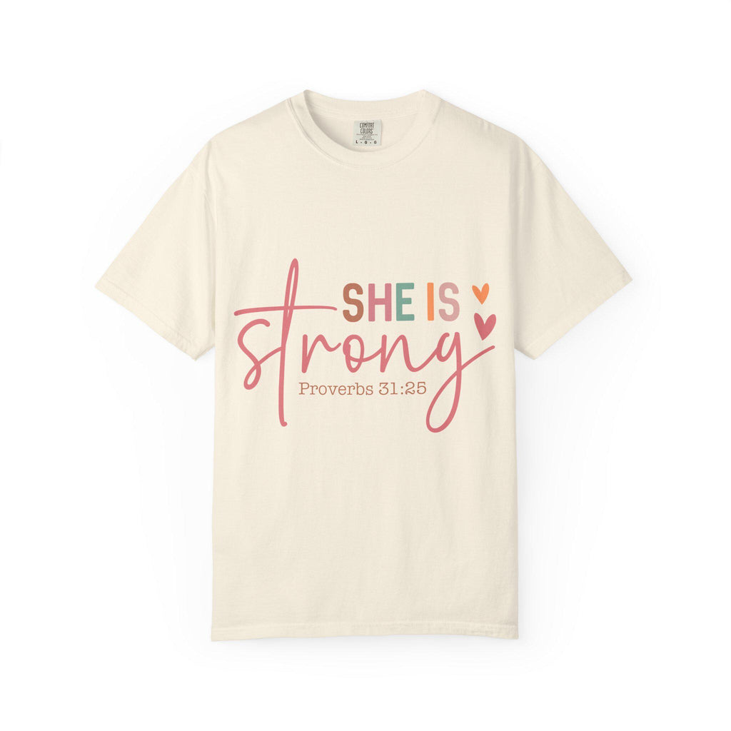 She Is Strong Proverbs 31:25 T-shirt | Christian Scripture Faith Tee