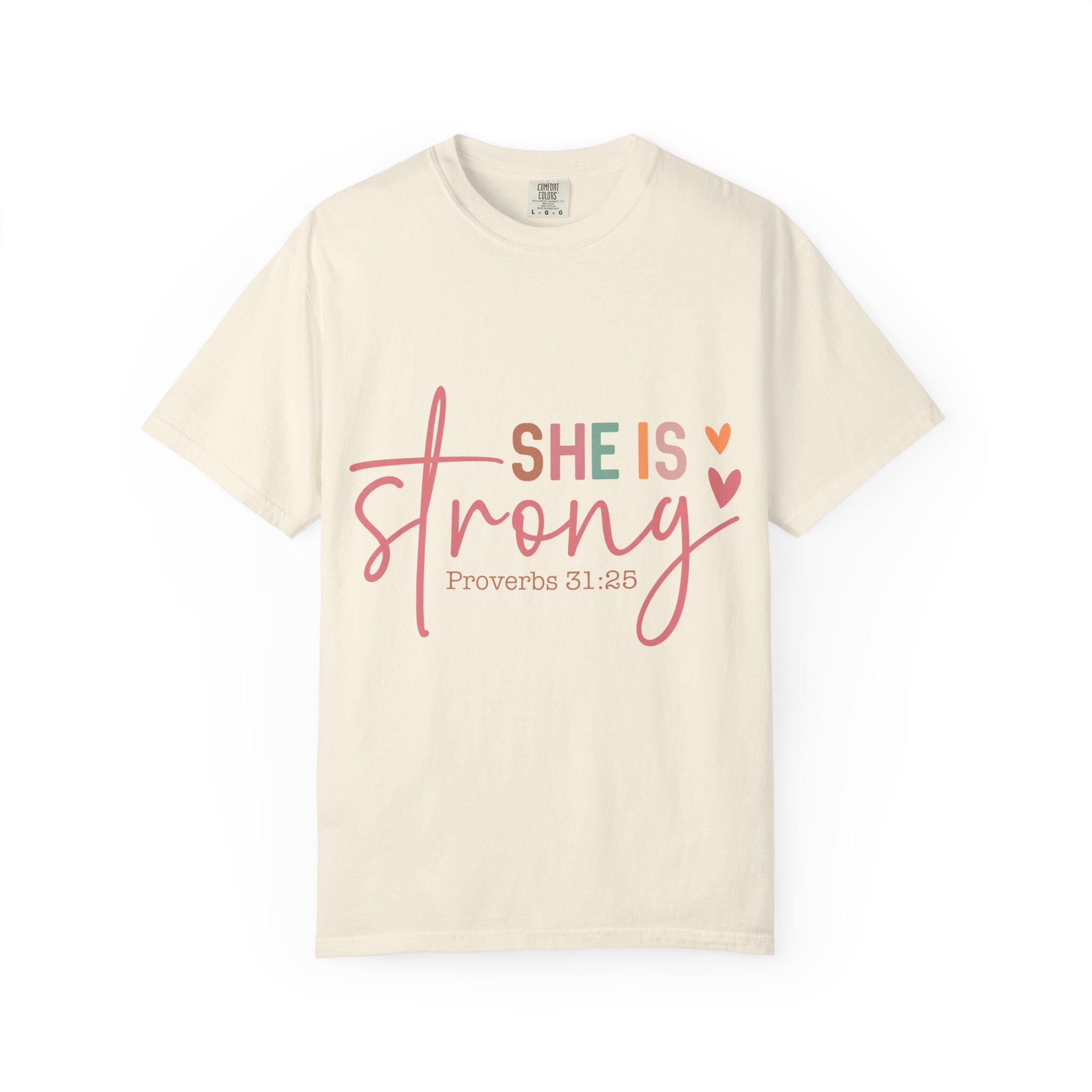 She Is Strong Proverbs 31:25 T-shirt | Christian Scripture Faith Tee