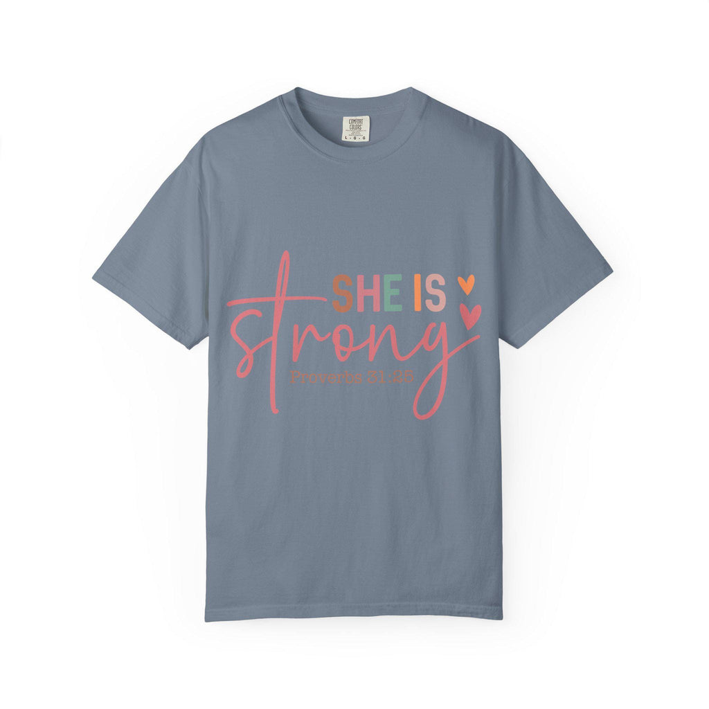 She Is Strong Proverbs 31:25 T-shirt | Christian Scripture Faith Tee