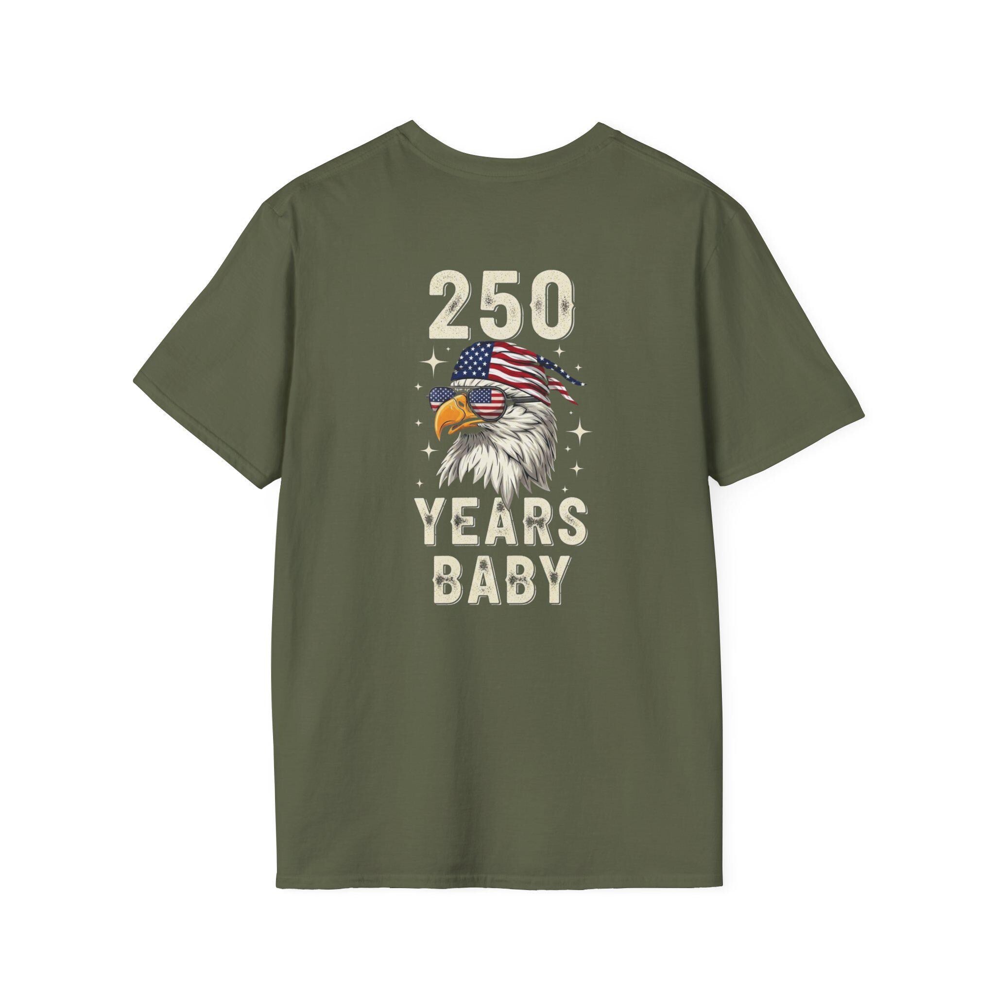 Patriotic Eagle with American Flag Sunglasses T-Shirt | 250 Years Baby USA
