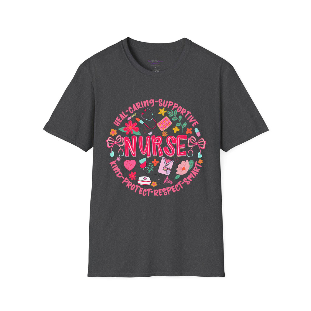 Nurse Heart Icons T-Shirt | Caring Supportive Medical Design