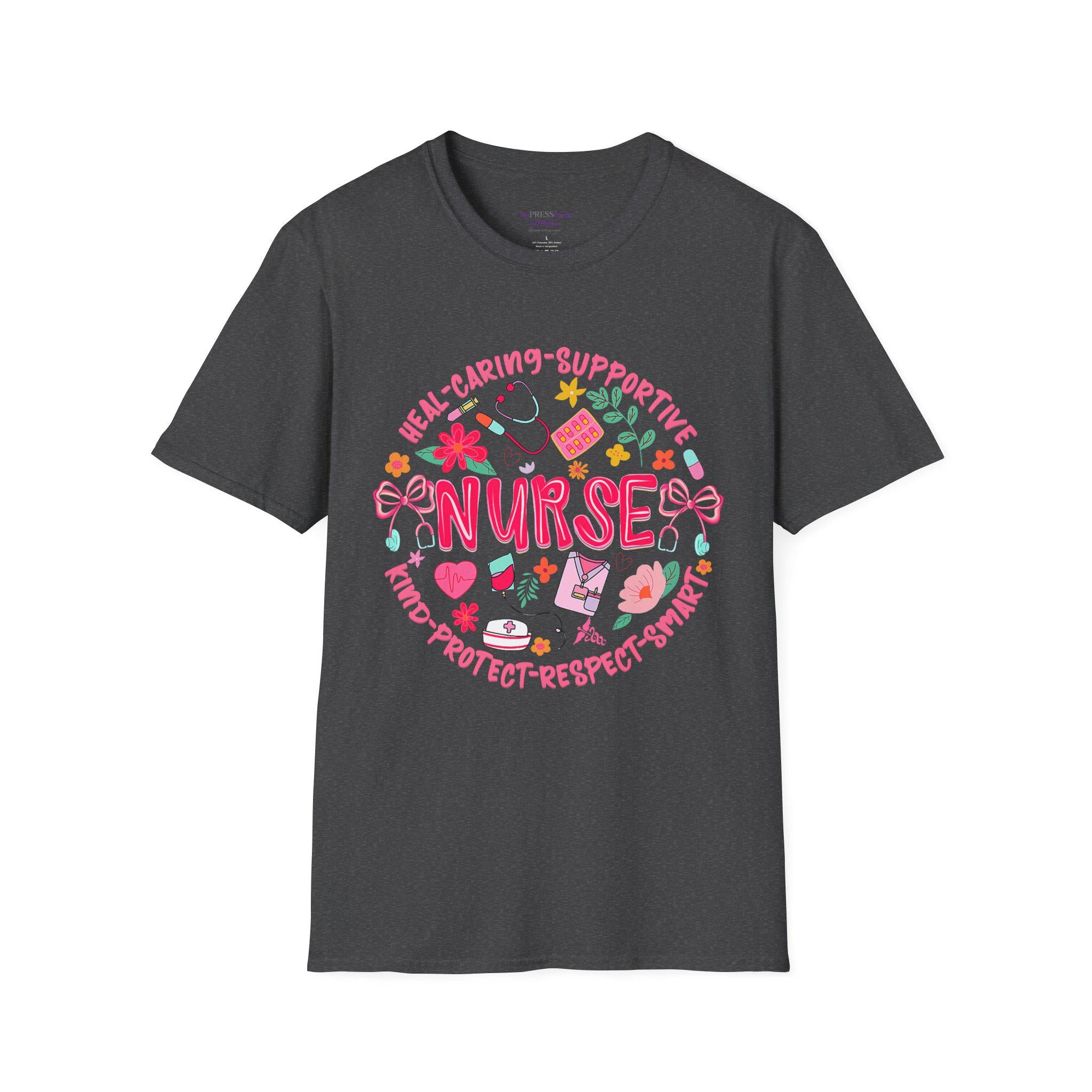 Nurse Heart Icons T-Shirt | Caring Supportive Medical Design