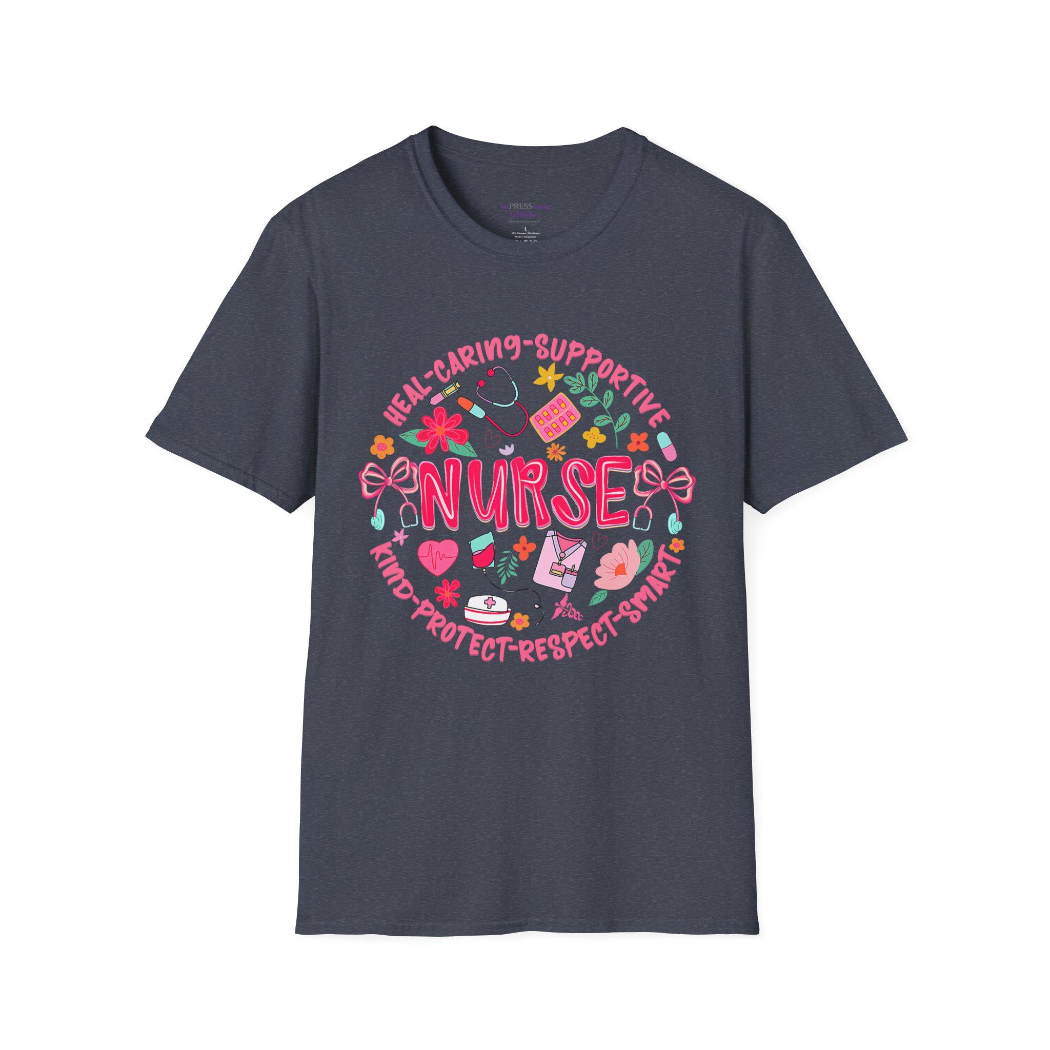 Nurse Heart Icons T-Shirt | Caring Supportive Medical Design