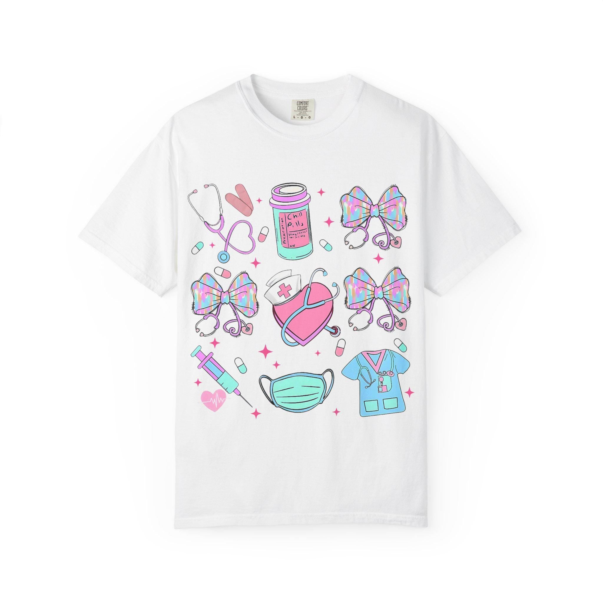 Nurse Icons T-Shirt | Kawaii Medical Scrubs Tee