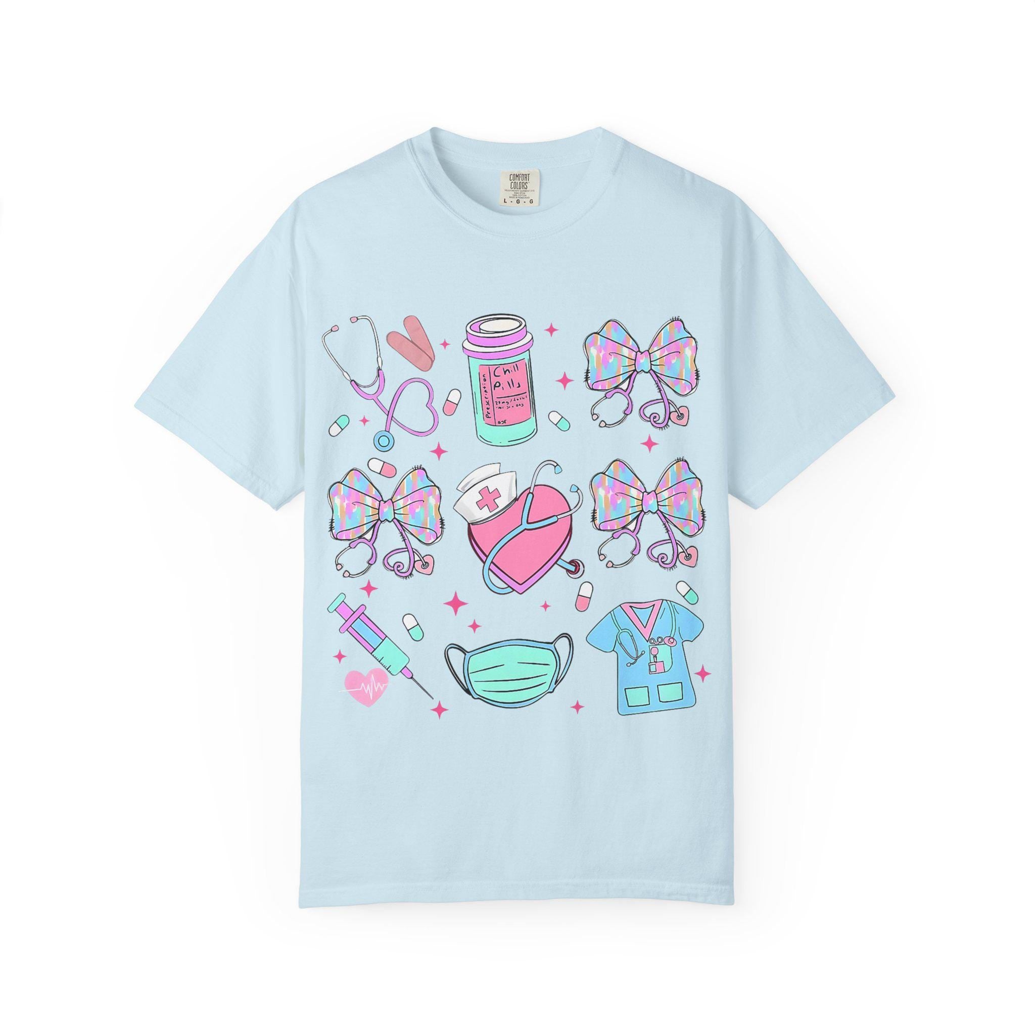 Nurse Icons T-Shirt | Kawaii Medical Scrubs Tee