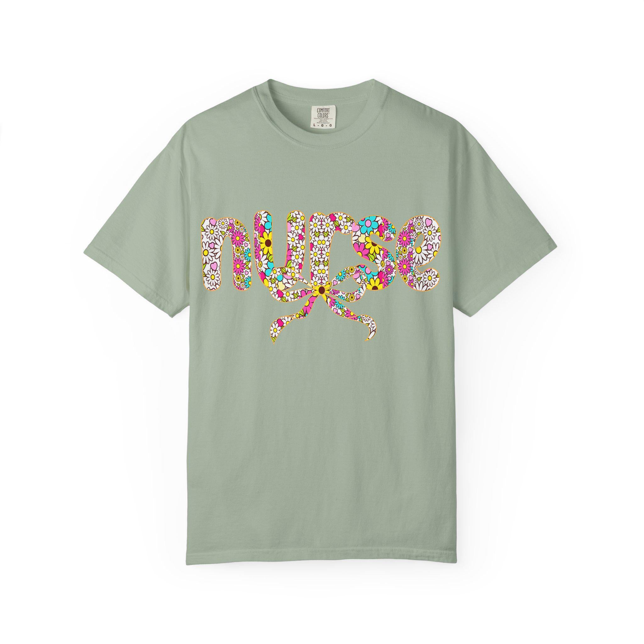 Floral Nurse Script T-Shirt | Colorful Flower Stethoscope Design