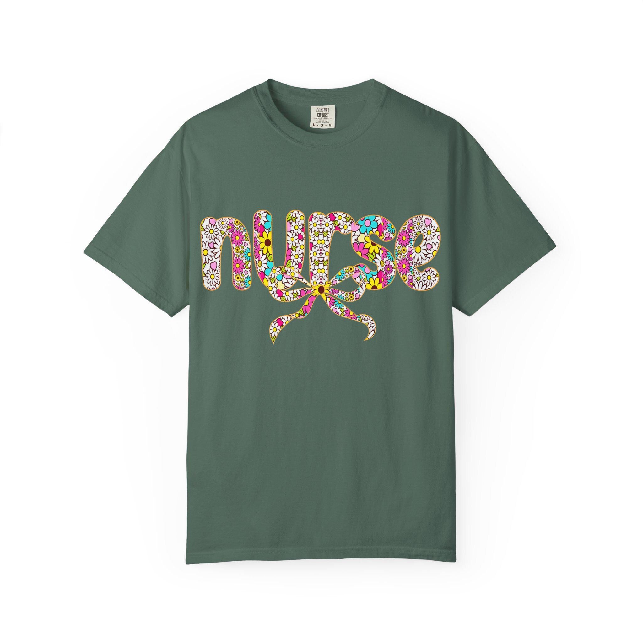 Floral Nurse Script T-Shirt | Colorful Flower Stethoscope Design