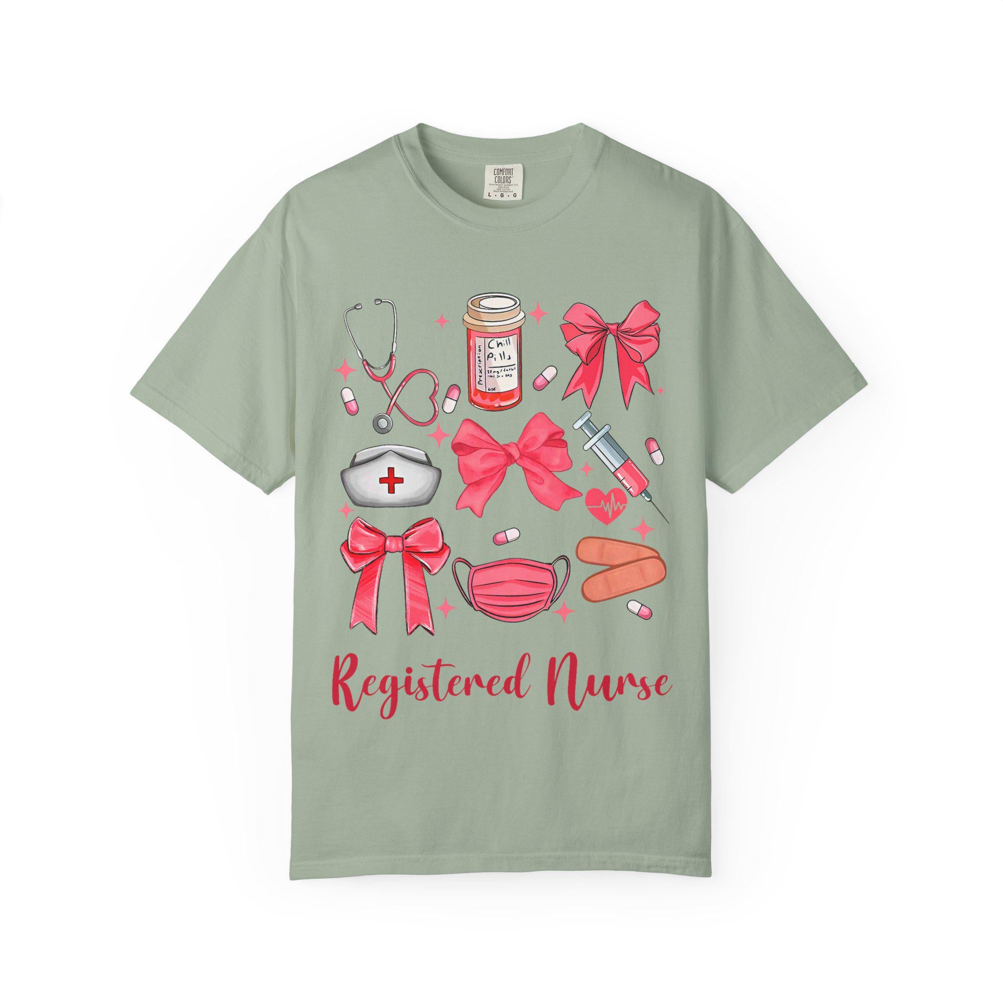 Registered Nurse Medical Icons T-Shirt | Nurse Stethoscope Mask Syringe