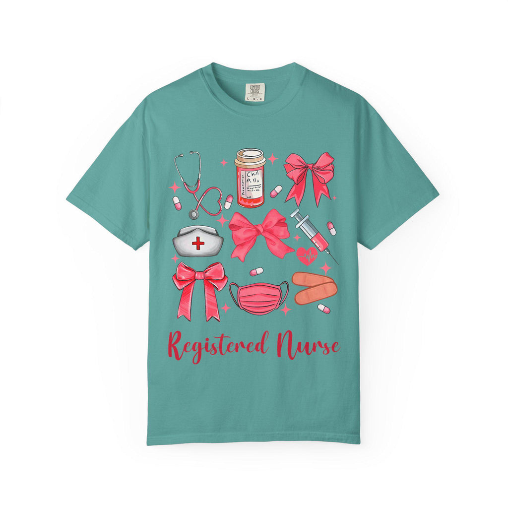 Registered Nurse Medical Icons T-Shirt | Nurse Stethoscope Mask Syringe