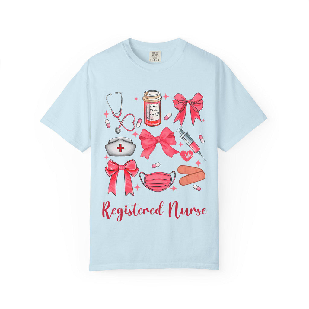 Registered Nurse Medical Icons T-Shirt | Nurse Stethoscope Mask Syringe
