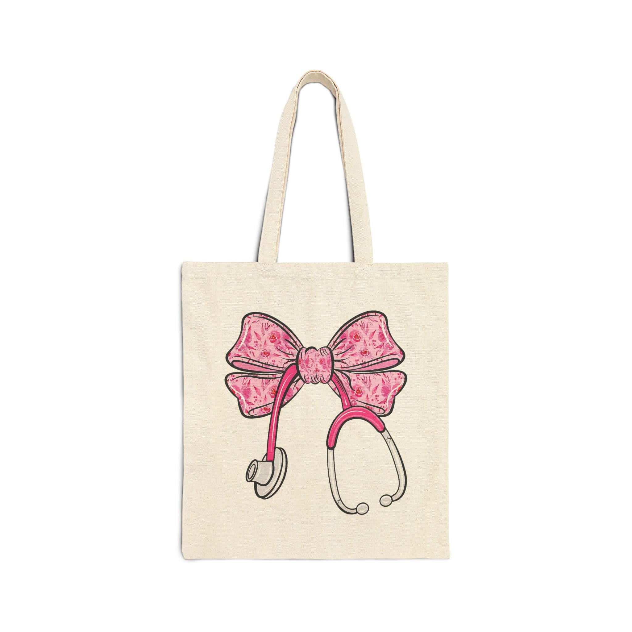 Nurse Tote Bag | Pink Bow Stethoscope, RN Gift
