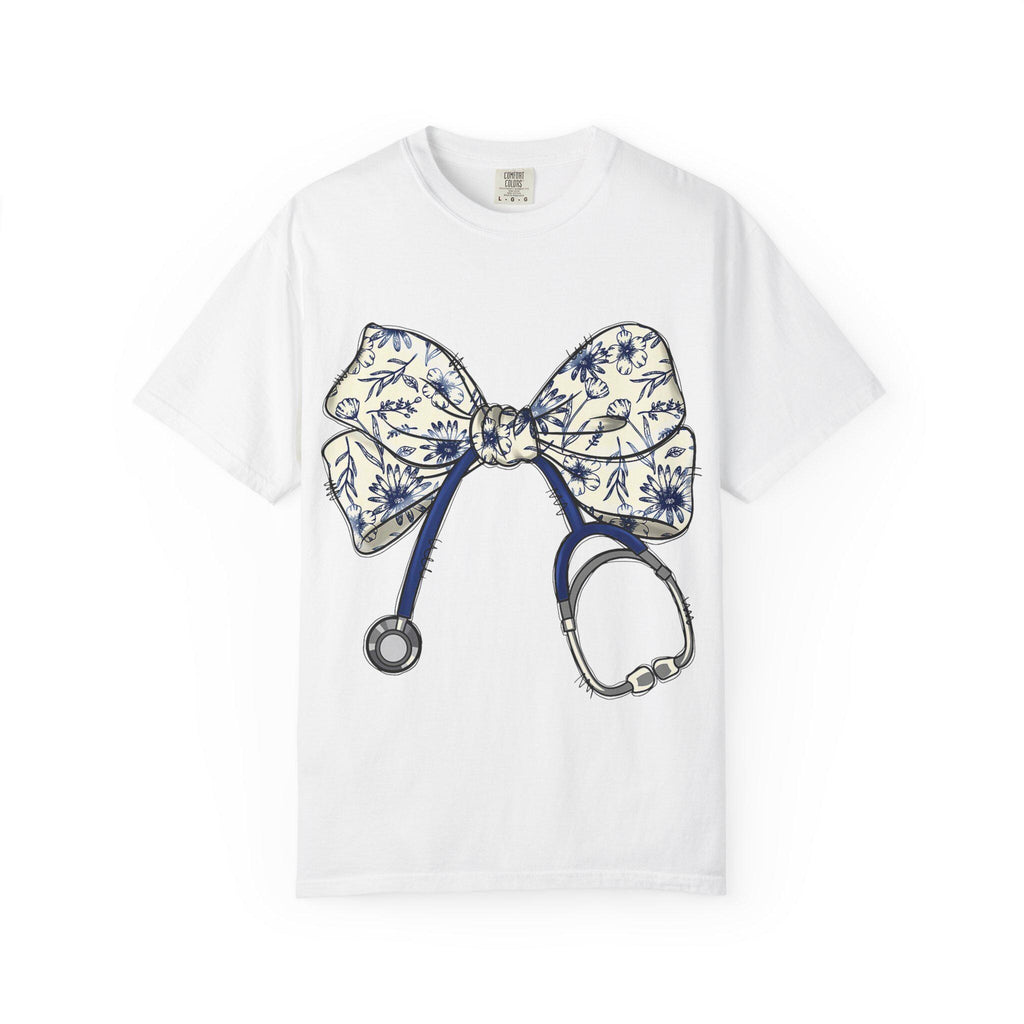 Floral Bow Stethoscope T-shirt | Nurse Doctor Medical Tee
