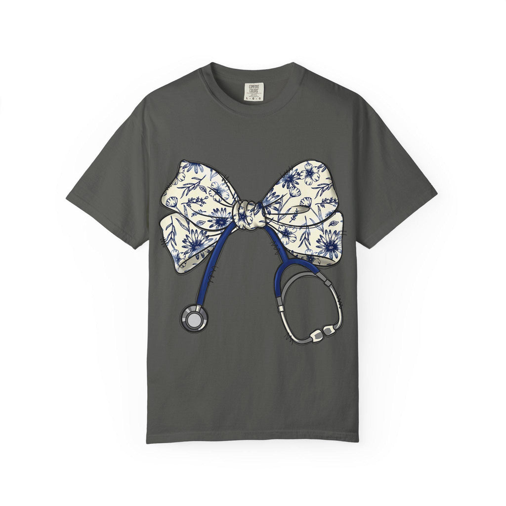 Floral Bow Stethoscope T-shirt | Nurse Doctor Medical Tee