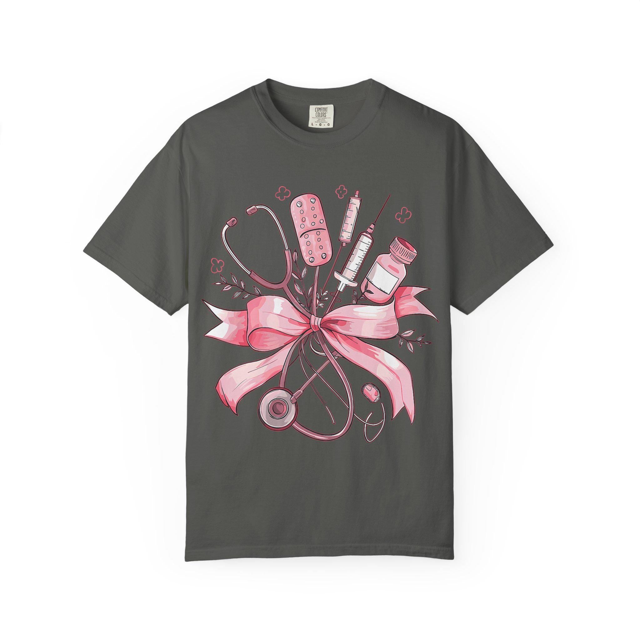 Pink Nursing Tools Bouquet T-Shirt | Stethoscope, Syringe, Bandage
