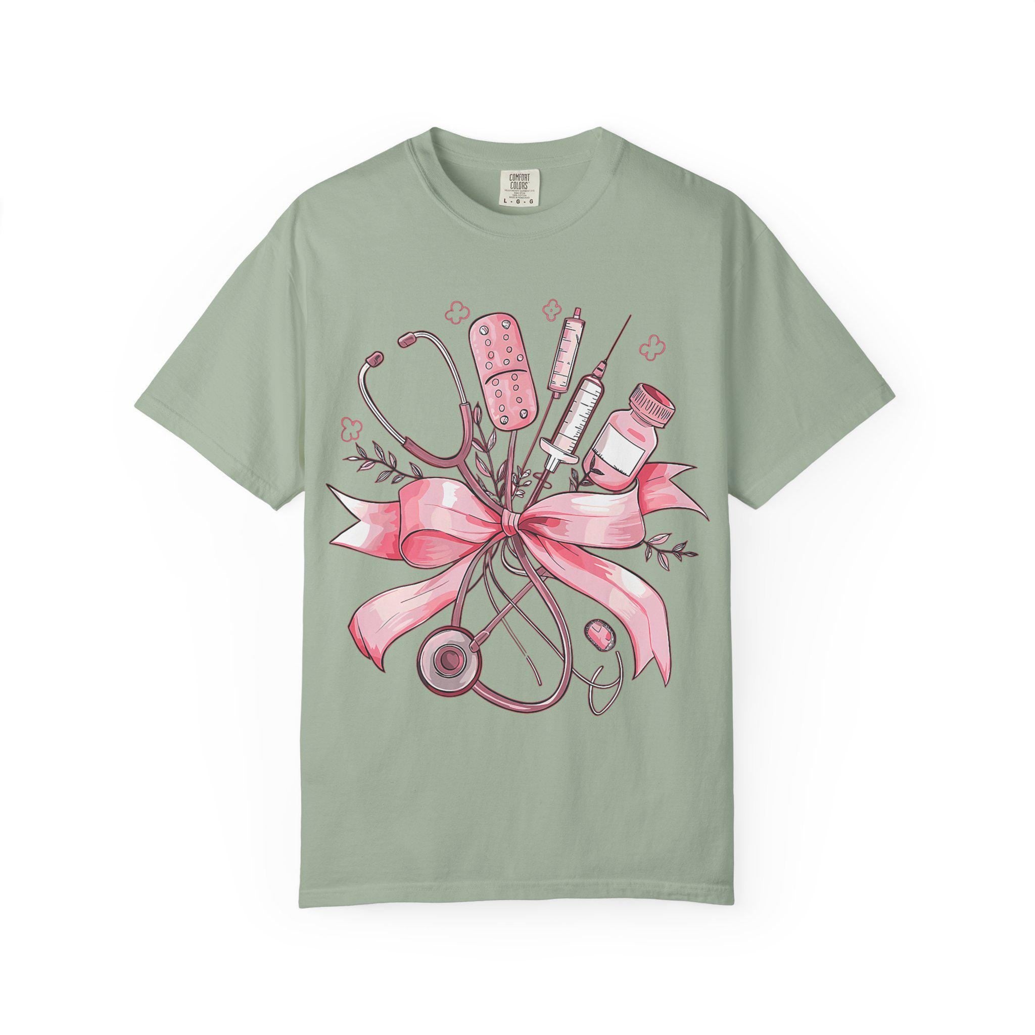 Pink Nursing Tools Bouquet T-Shirt | Stethoscope, Syringe, Bandage