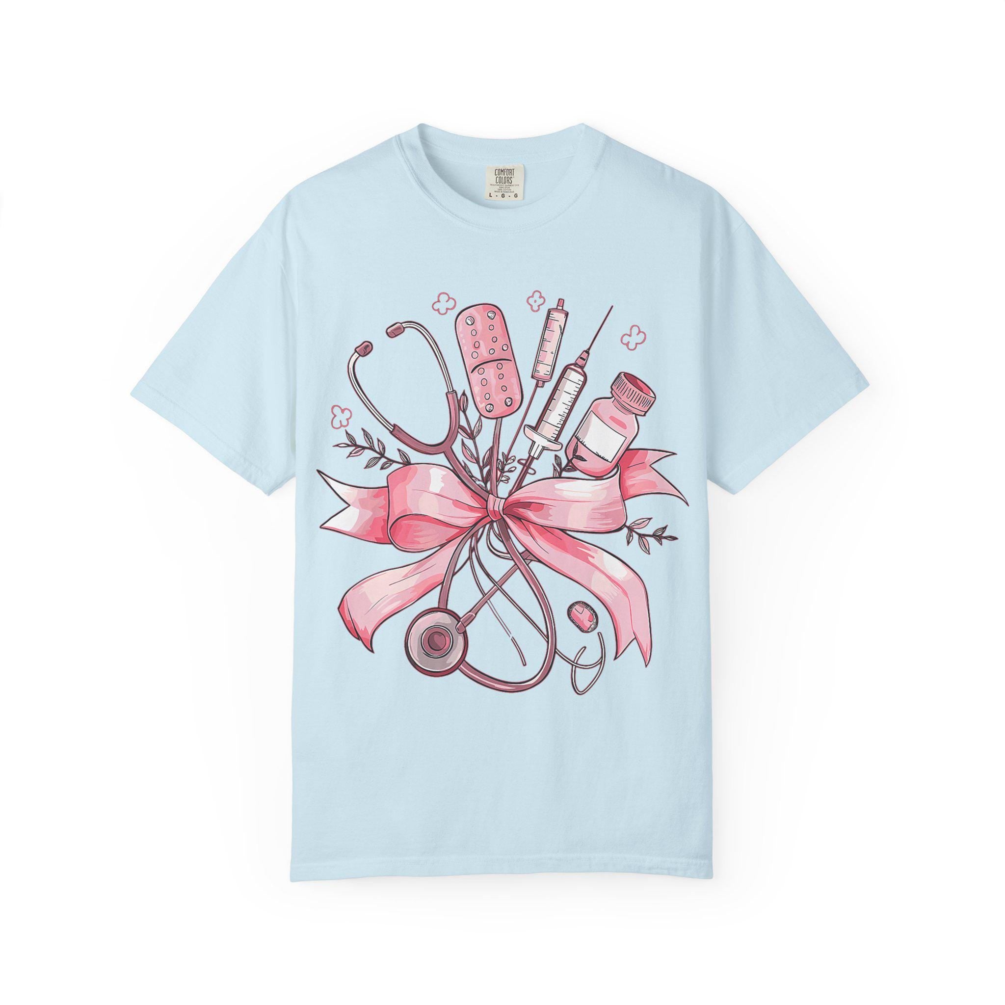 Pink Nursing Tools Bouquet T-Shirt | Stethoscope, Syringe, Bandage