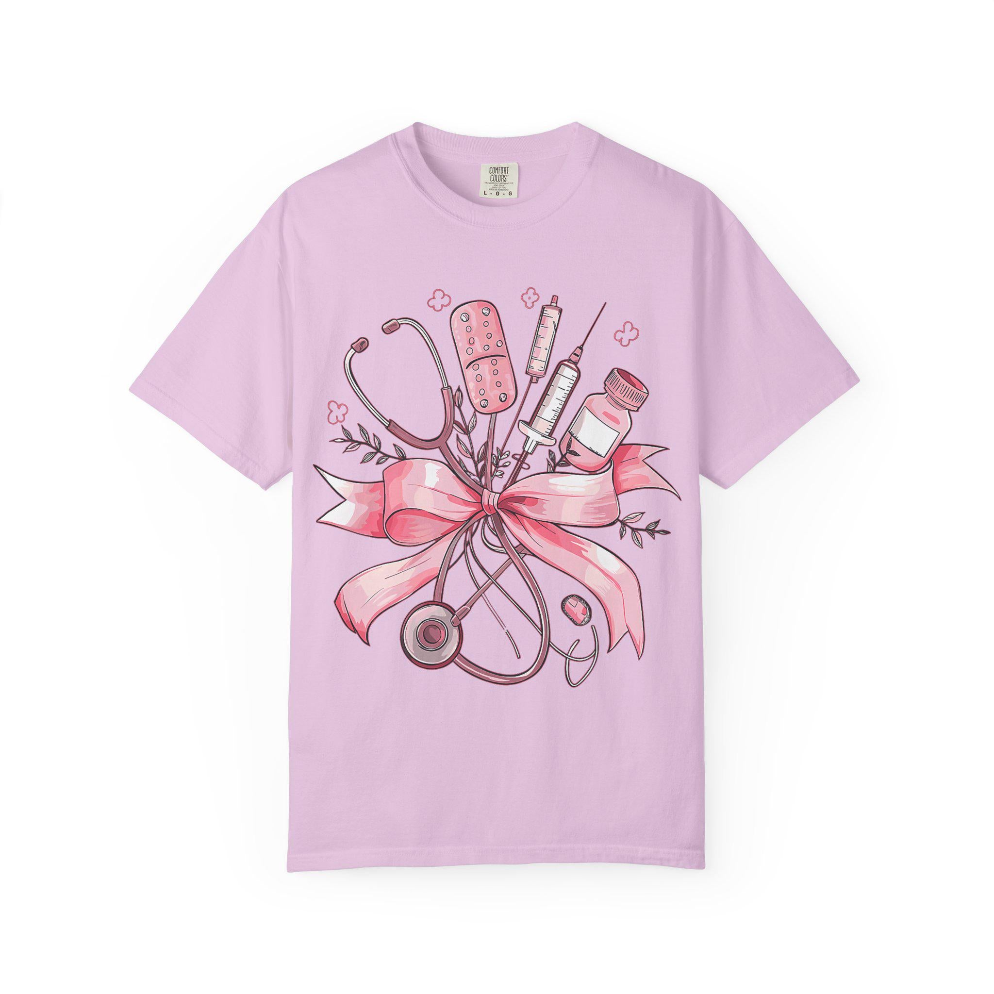 Pink Nursing Tools Bouquet T-Shirt | Stethoscope, Syringe, Bandage