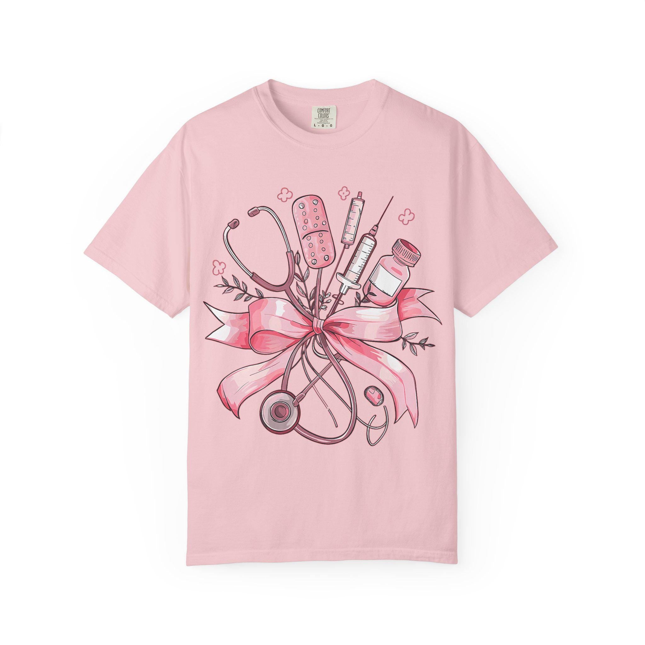 Pink Nursing Tools Bouquet T-Shirt | Stethoscope, Syringe, Bandage