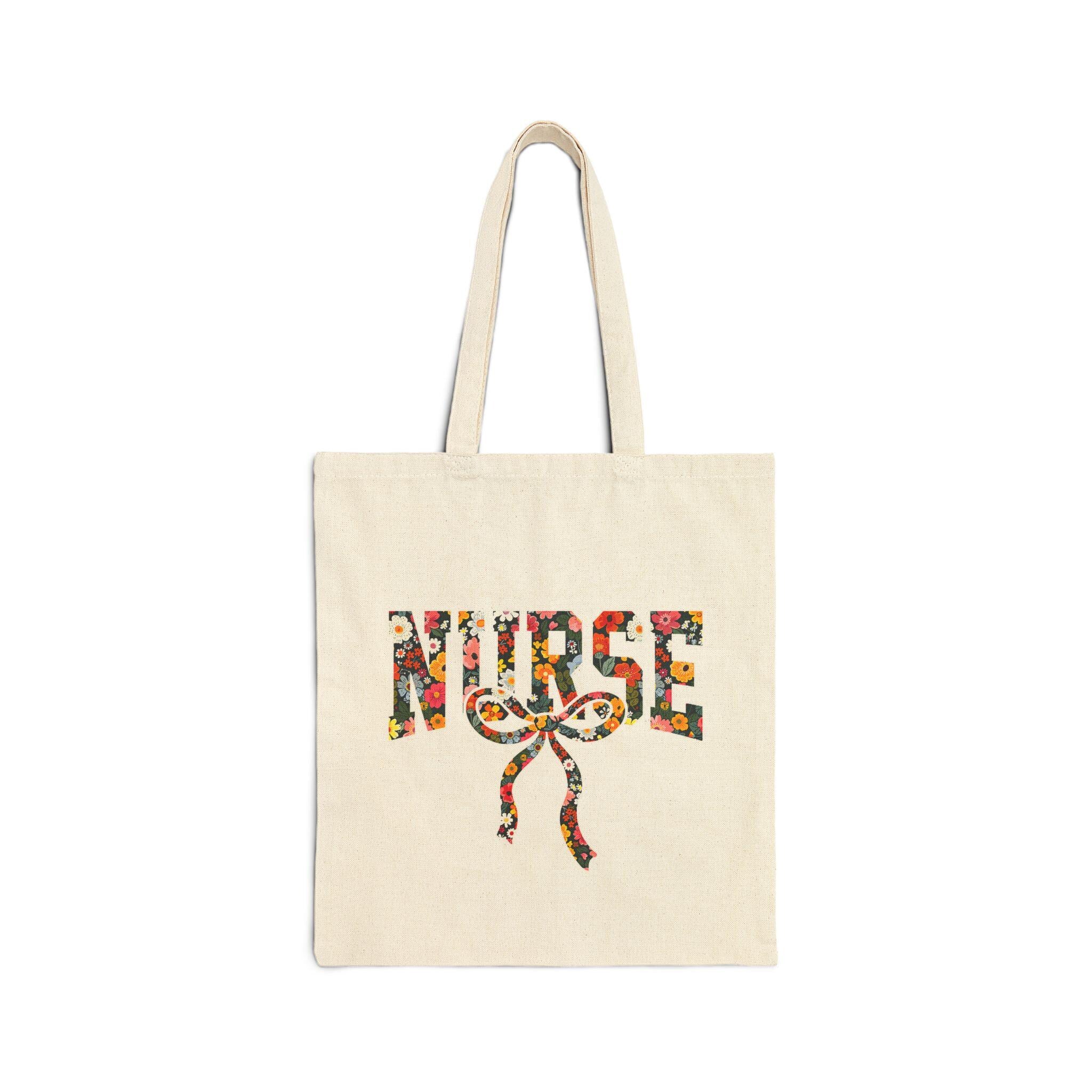 Floral Nurse Tote Bag | 12oz Cotton Canvas