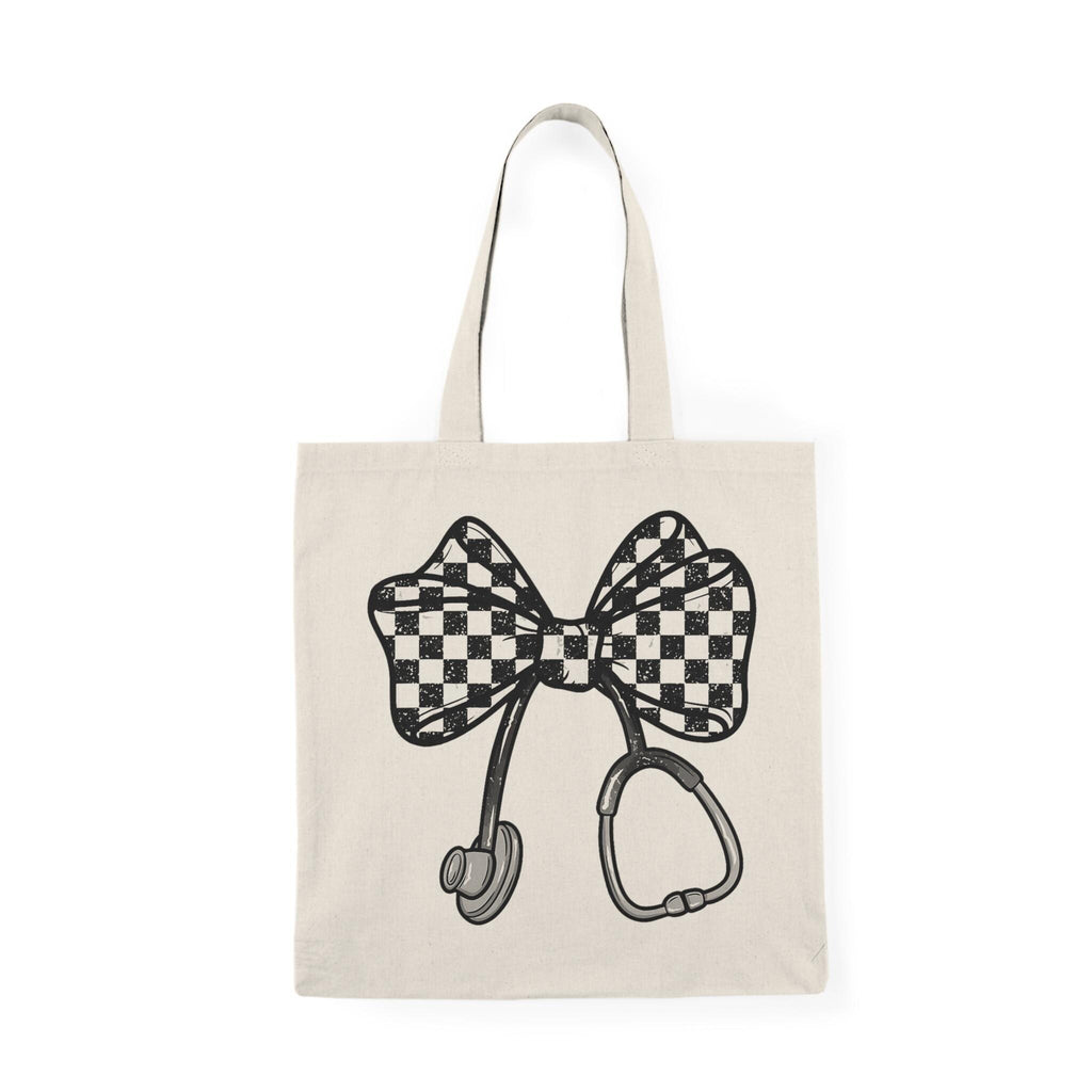 Checkerboard Bow with Stethoscope Tote Bag | Nurse Medical Accessory