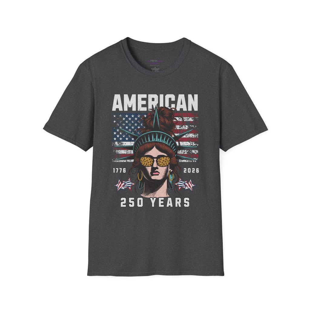 American 250 Years Statue of Liberty T-Shirt | Patriotic USA Flag Design
