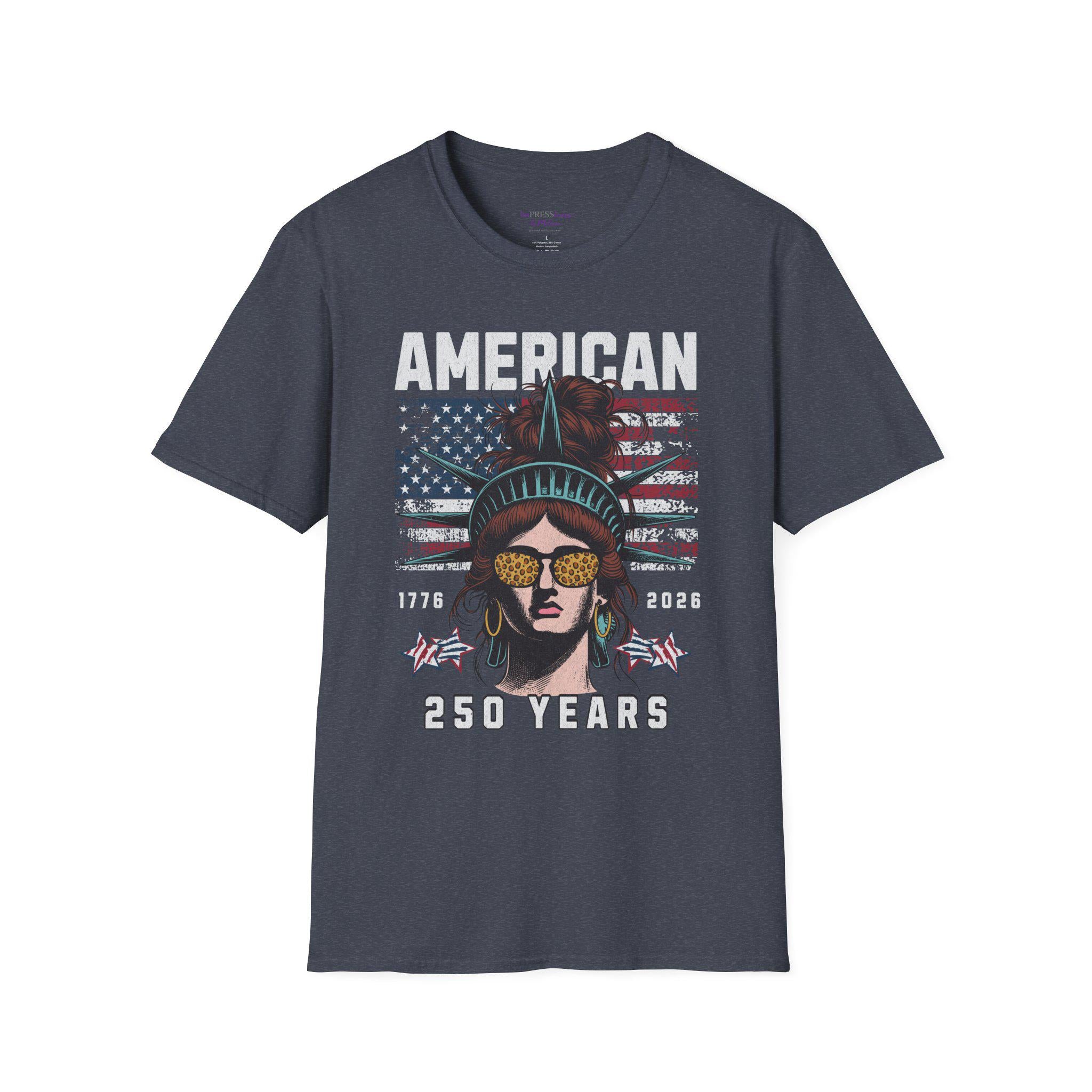 American 250 Years Statue of Liberty T-Shirt | Patriotic USA Flag Design