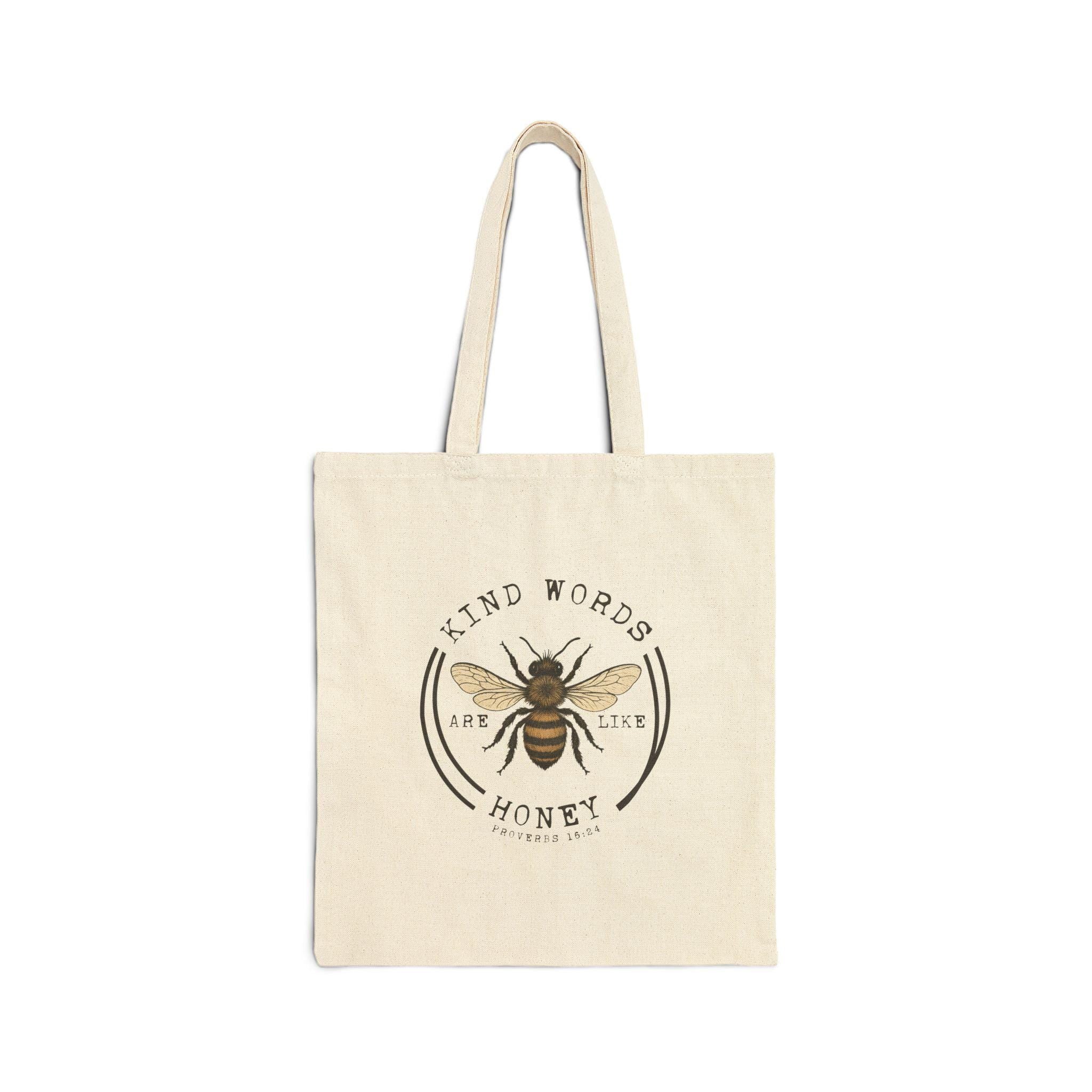 Kind Words Are Like Honey Bee Illustration Tote Bag | Floral Nature Market Bag