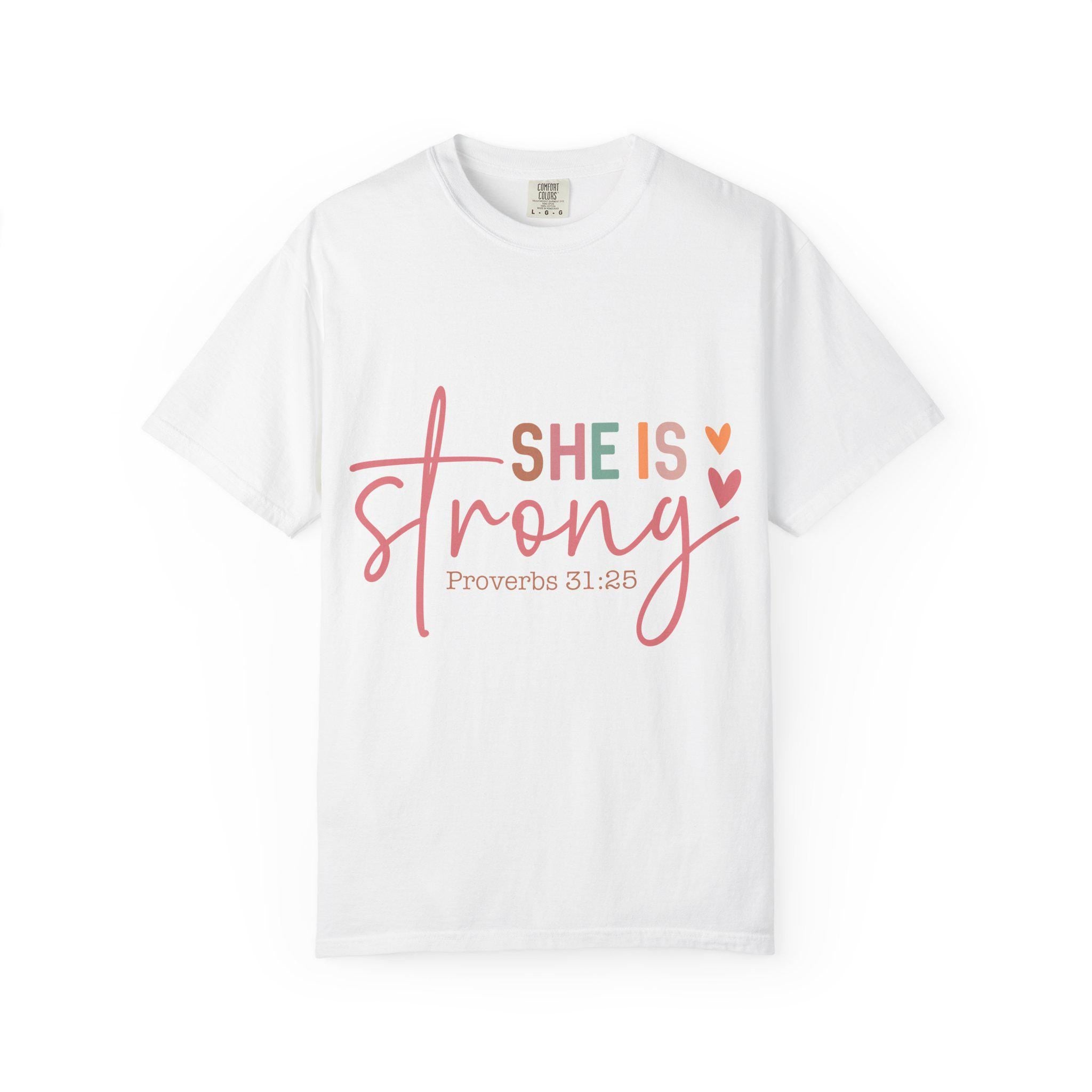 She Is Strong Proverbs 31:25 T-shirt | Christian Scripture Faith Tee