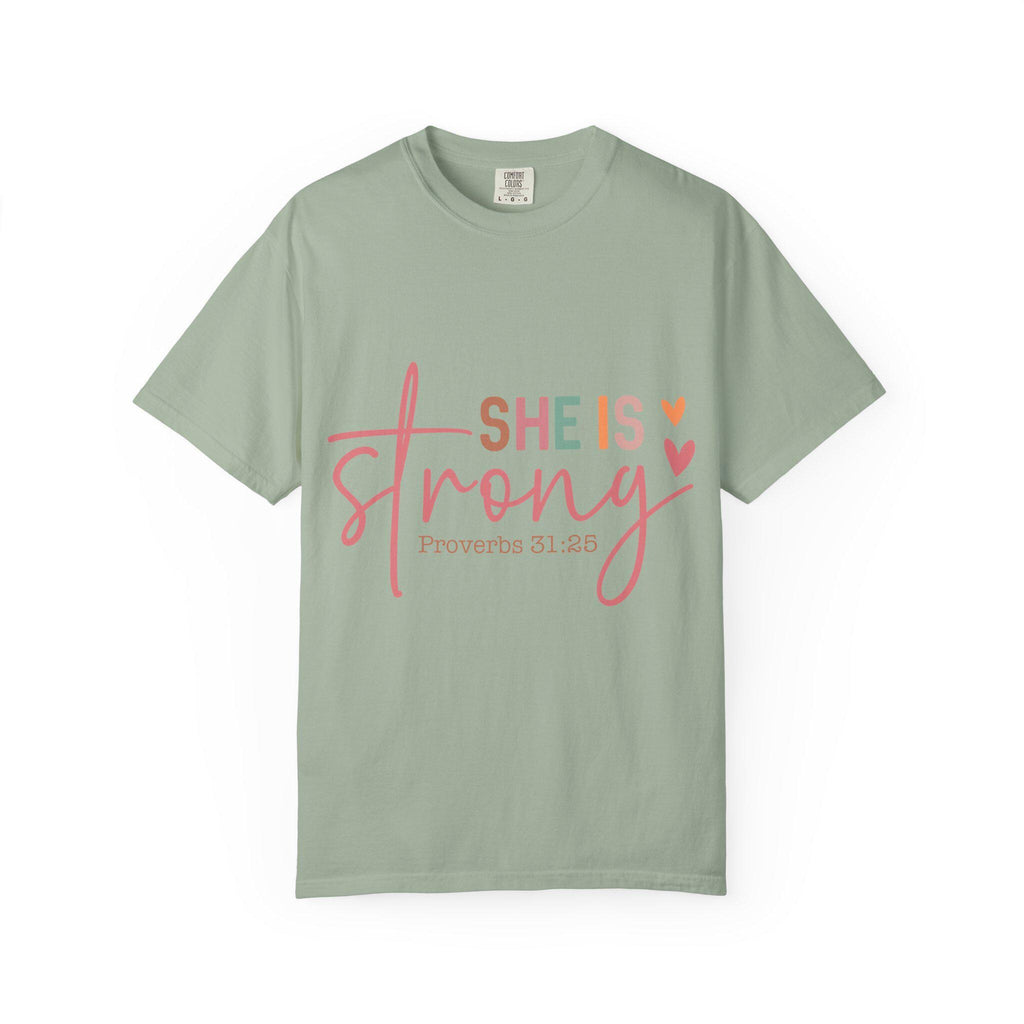 She Is Strong Proverbs 31:25 T-shirt | Christian Scripture Faith Tee