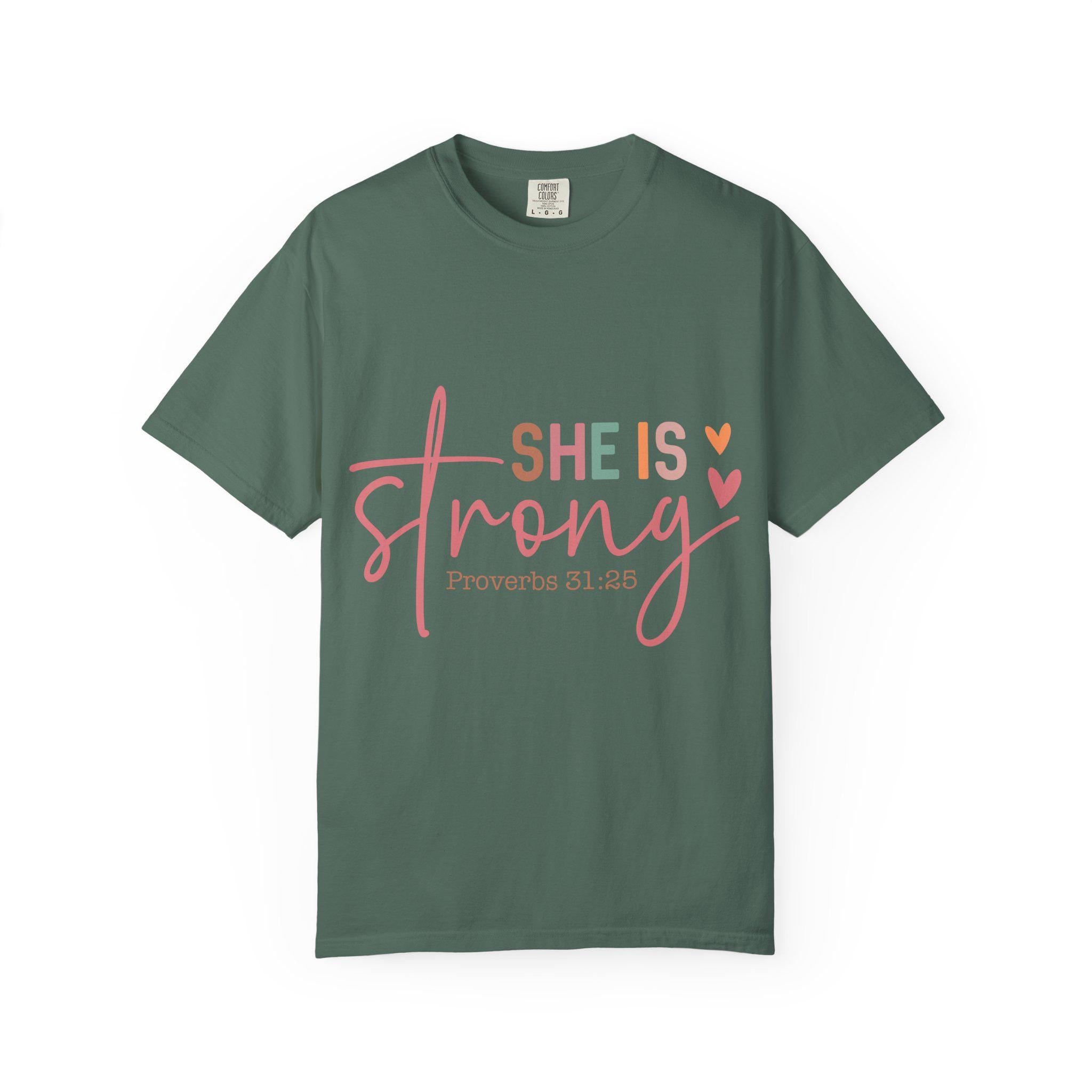 She Is Strong Proverbs 31:25 T-shirt | Christian Scripture Faith Tee