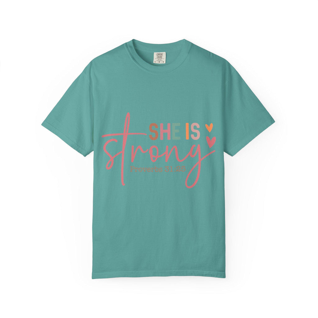 She Is Strong Proverbs 31:25 T-shirt | Christian Scripture Faith Tee
