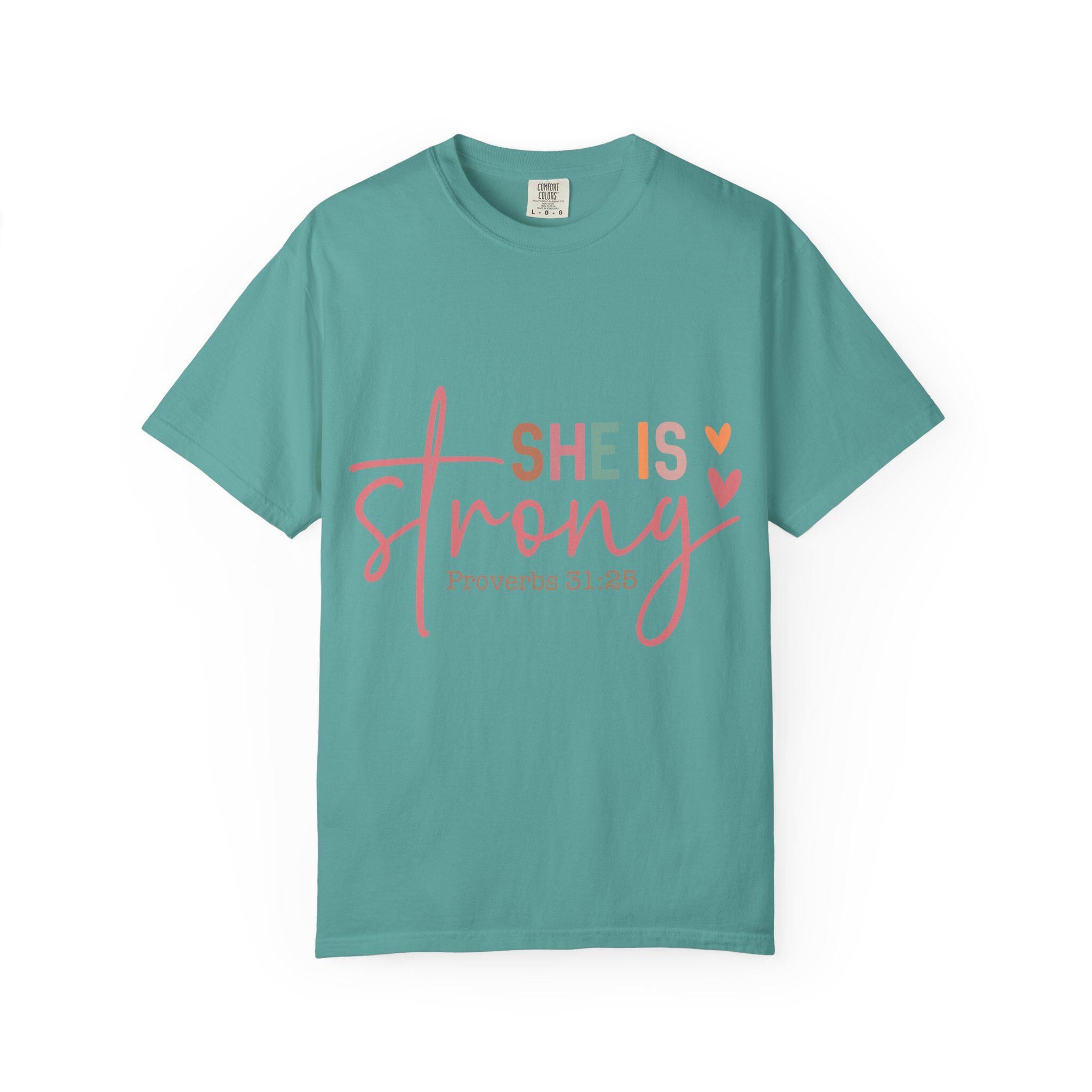 She Is Strong Proverbs 31:25 T-shirt | Christian Scripture Faith Tee