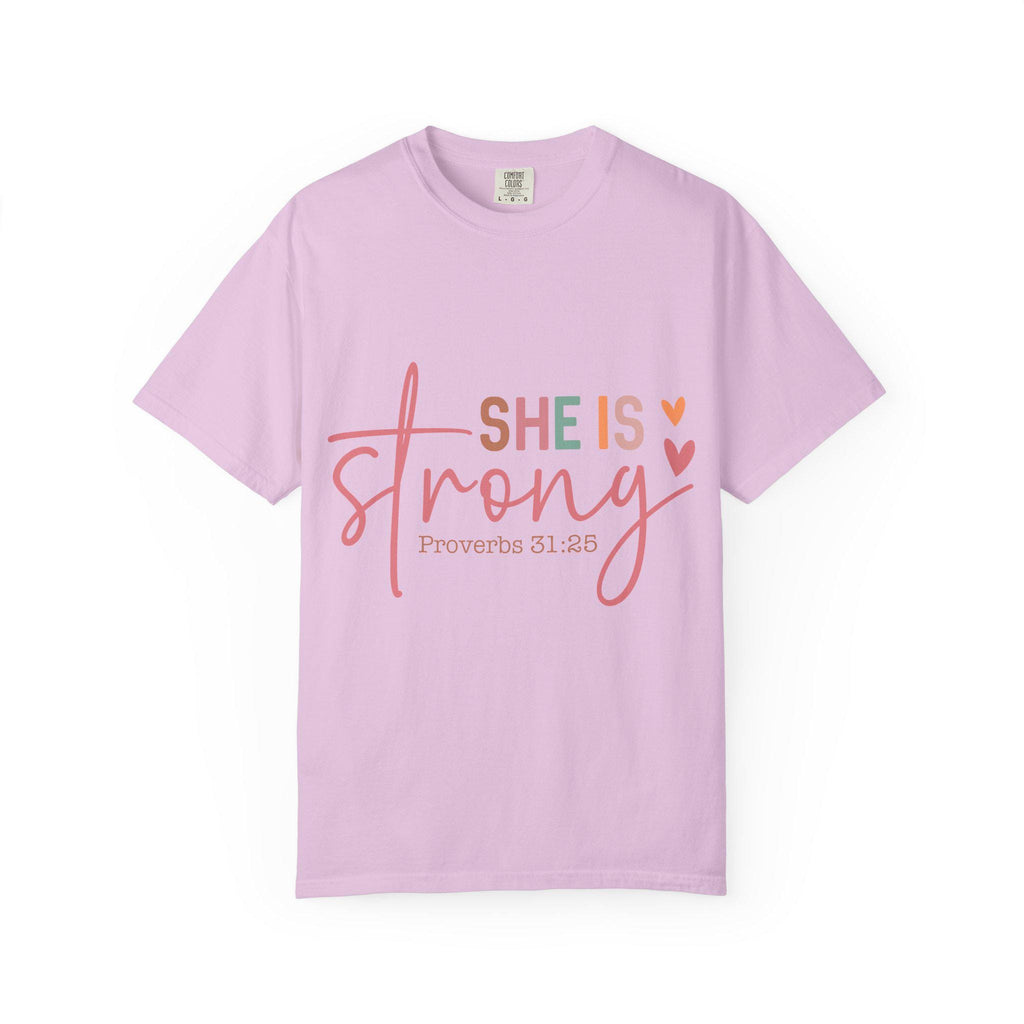 She Is Strong Proverbs 31:25 T-shirt | Christian Scripture Faith Tee