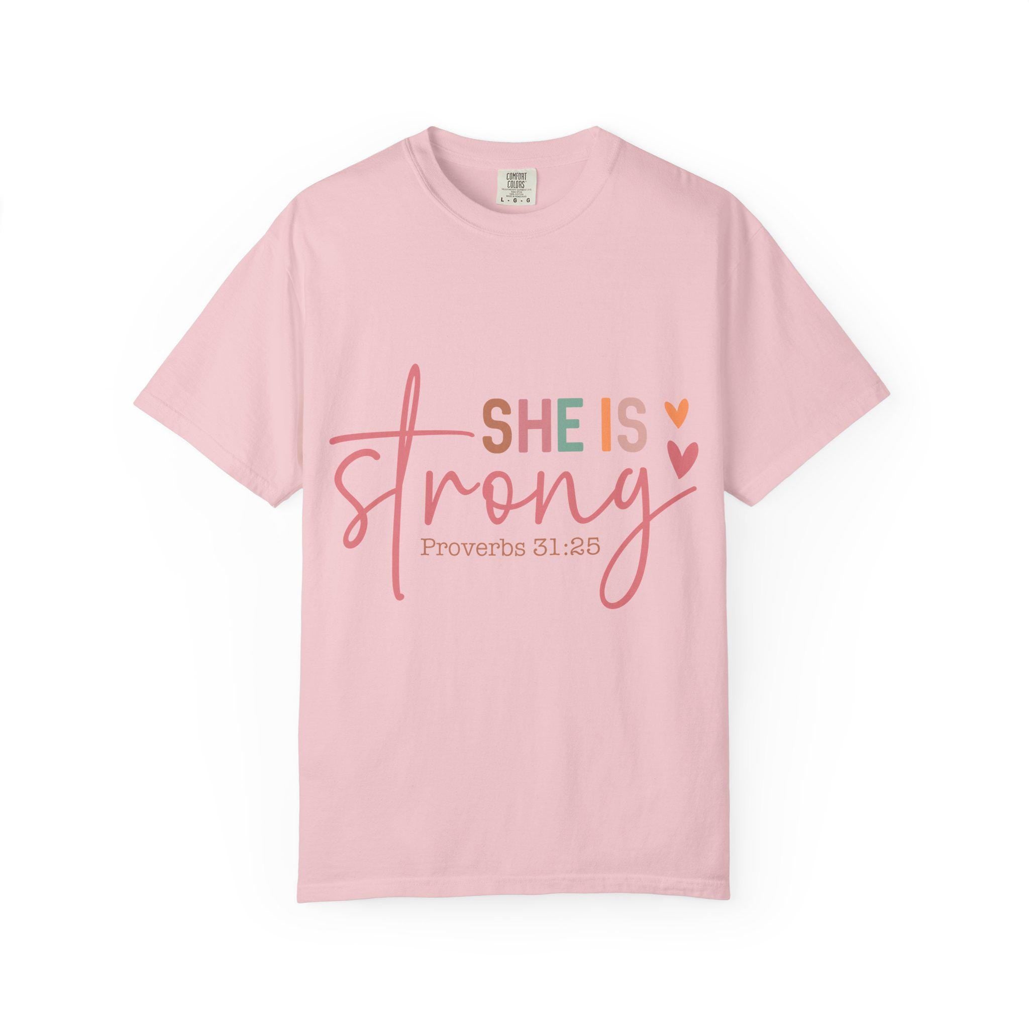 She Is Strong Proverbs 31:25 T-shirt | Christian Scripture Faith Tee