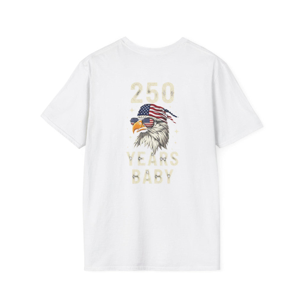 Patriotic Eagle with American Flag Sunglasses T-Shirt | 250 Years Baby USA