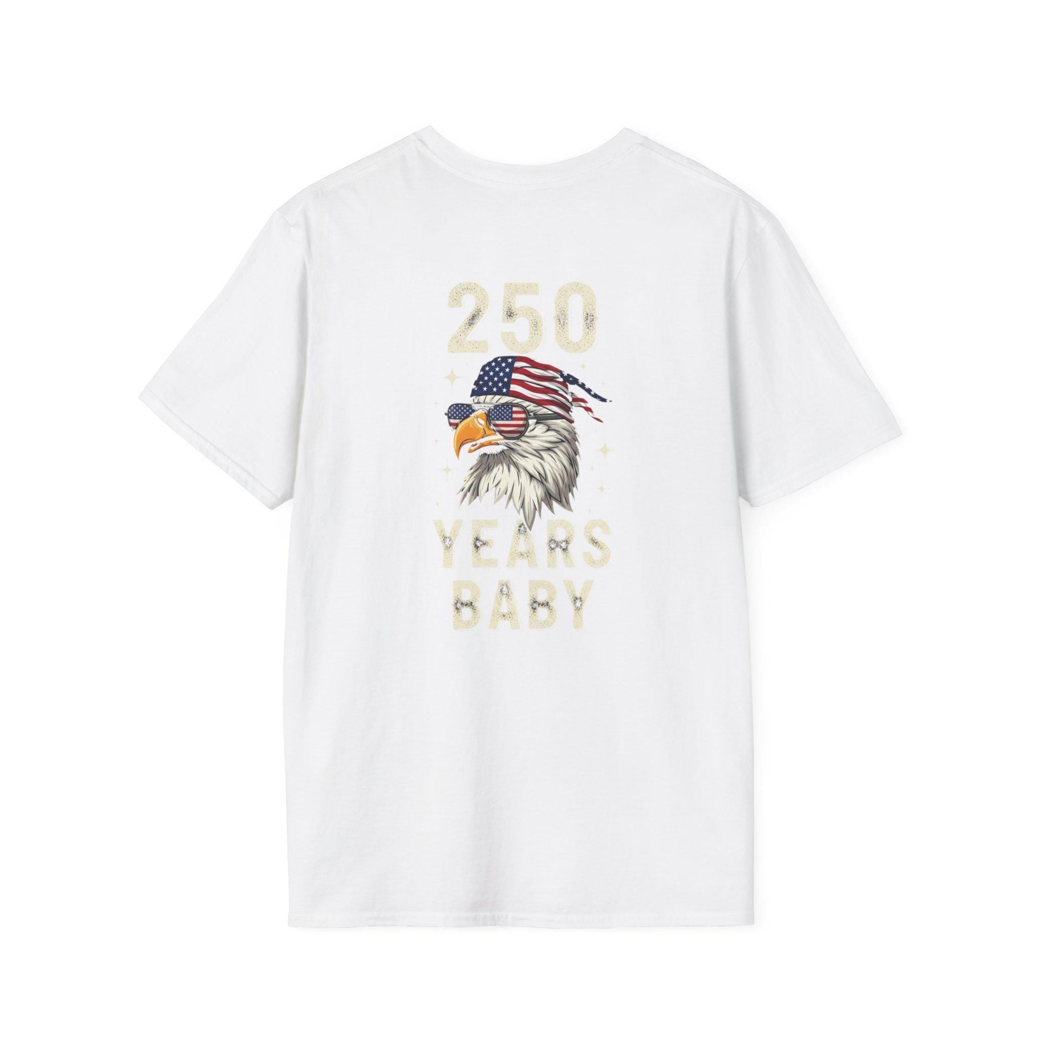 Patriotic Eagle with American Flag Sunglasses T-Shirt | 250 Years Baby USA