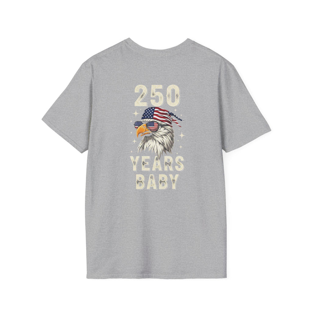 Patriotic Eagle with American Flag Sunglasses T-Shirt | 250 Years Baby USA