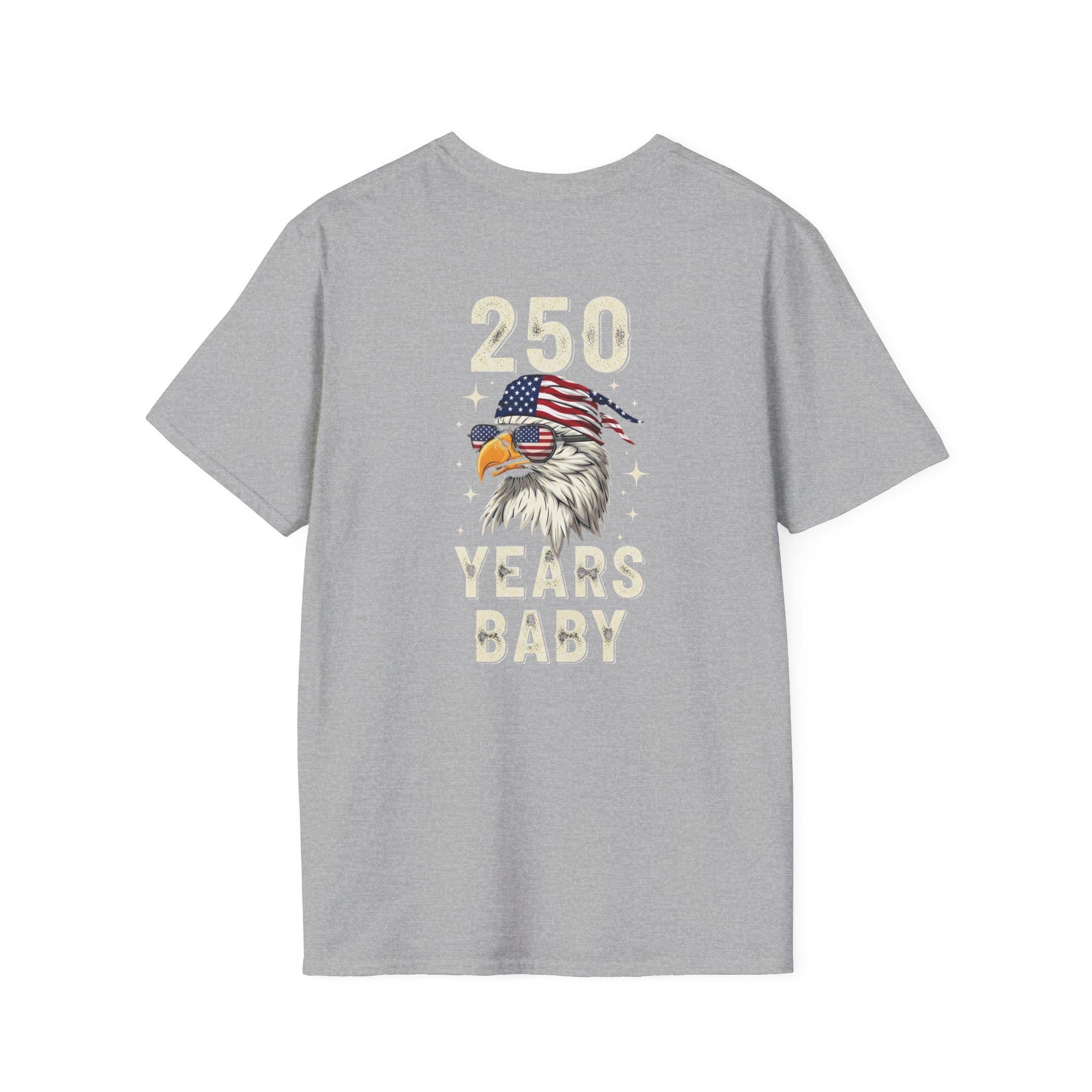 Patriotic Eagle with American Flag Sunglasses T-Shirt | 250 Years Baby USA