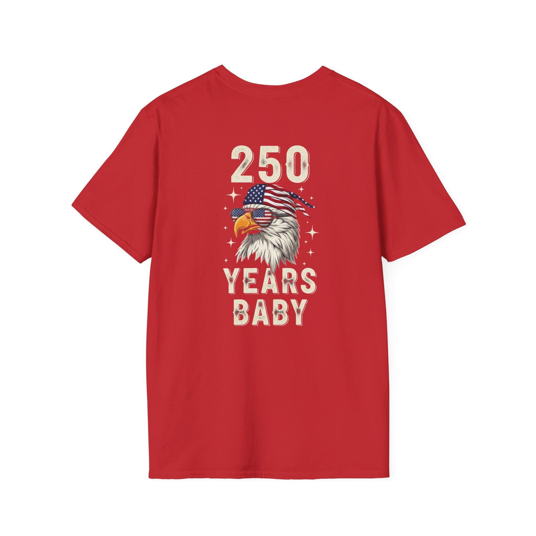 Patriotic Eagle with American Flag Sunglasses T-Shirt | 250 Years Baby USA