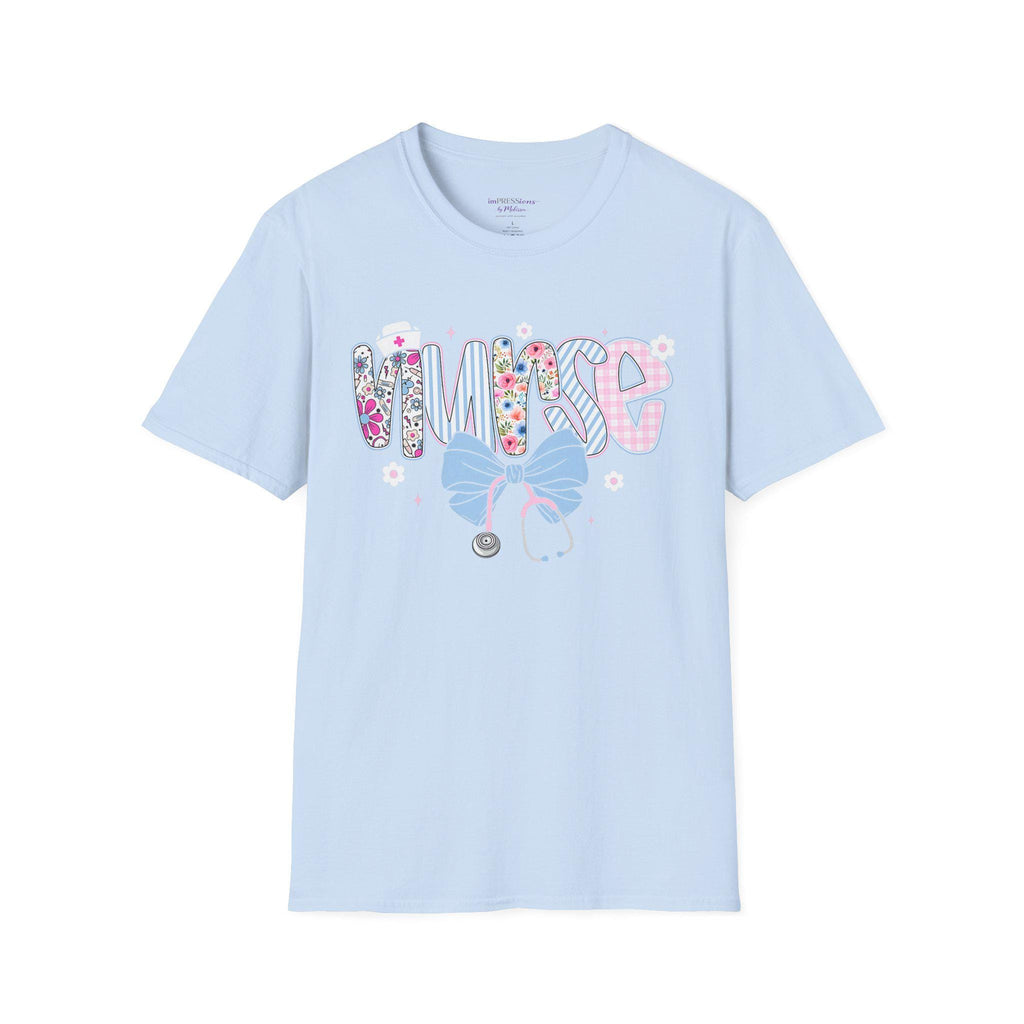 Floral Nurse T-Shirt | Stethoscope Bow Graphic