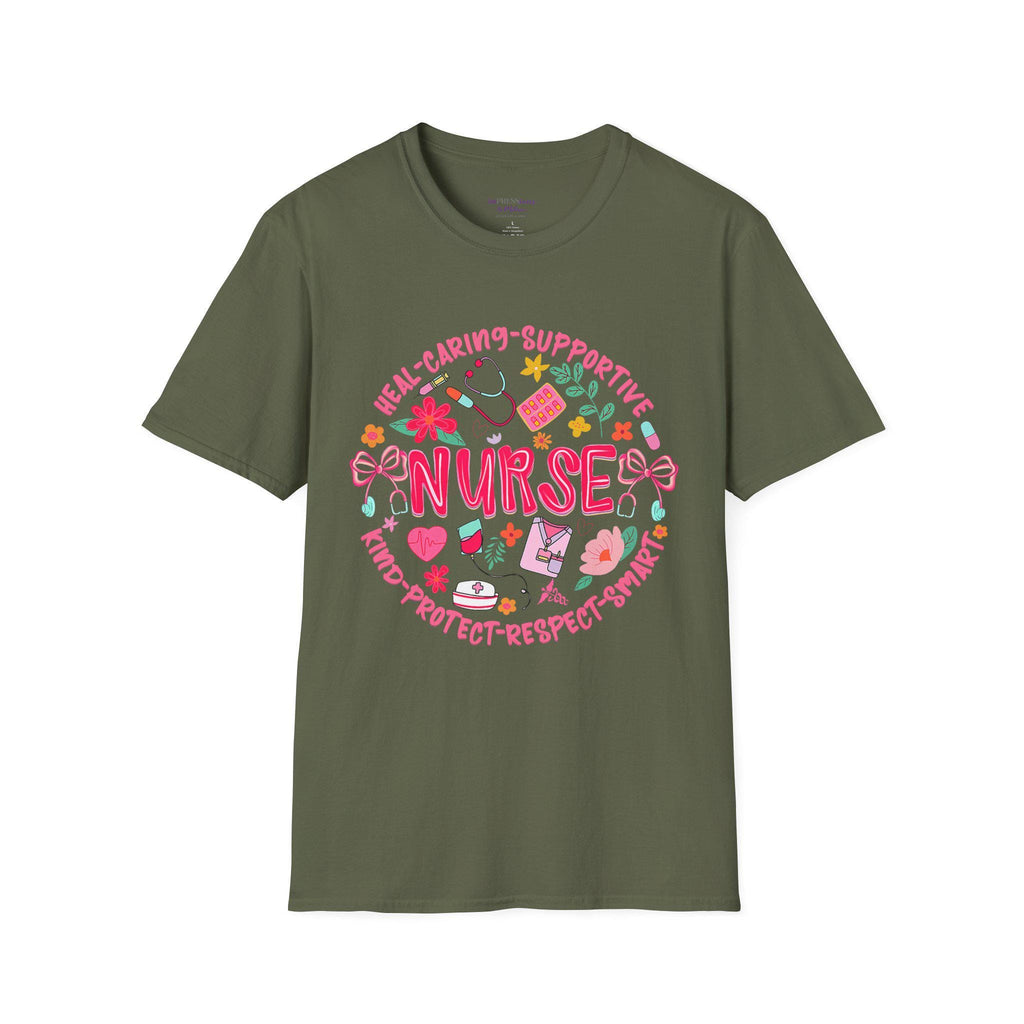 Nurse Heart Icons T-Shirt | Caring Supportive Medical Design
