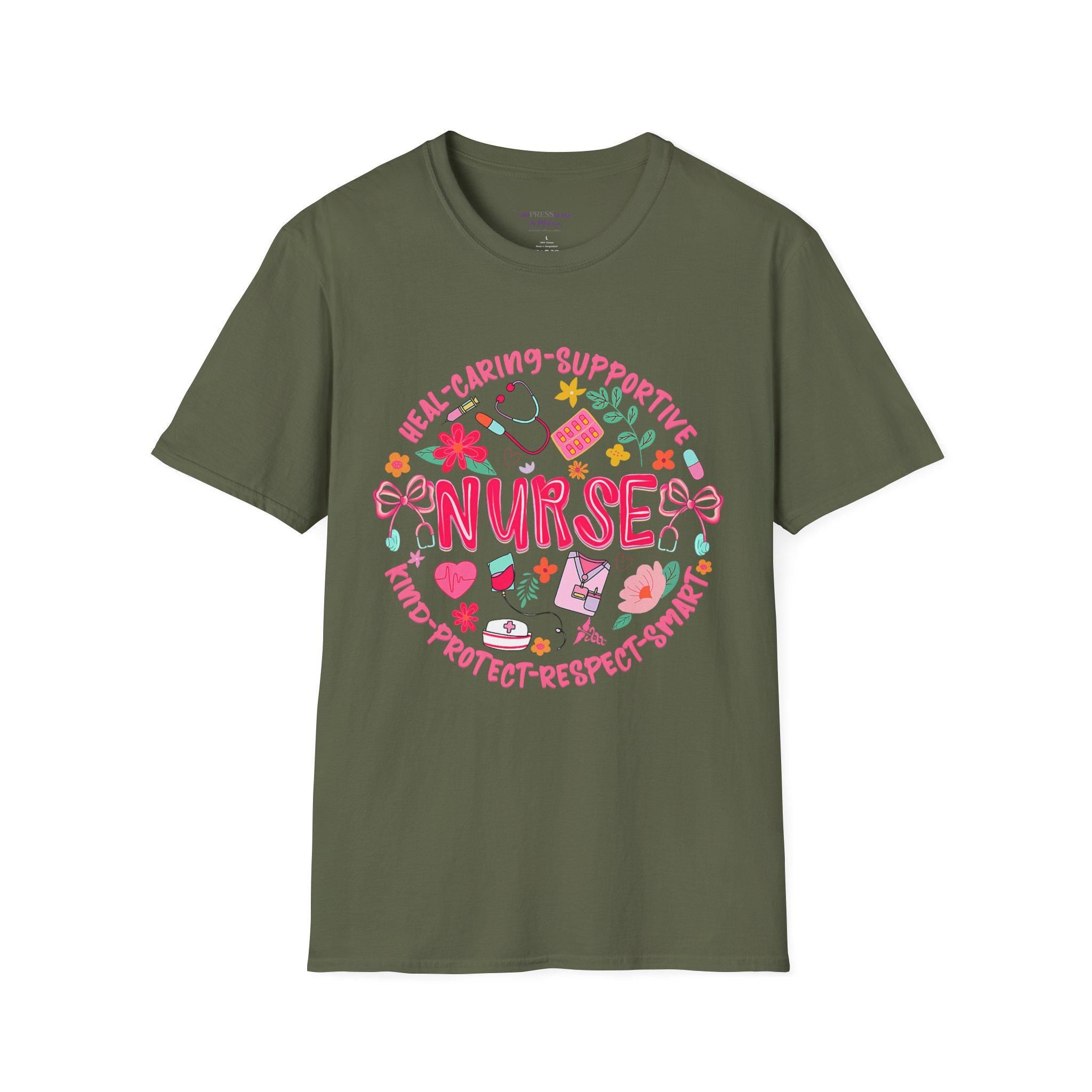 Nurse Heart Icons T-Shirt | Caring Supportive Medical Design