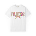 Floral Nurse Script T-Shirt | Colorful Flower Stethoscope Design