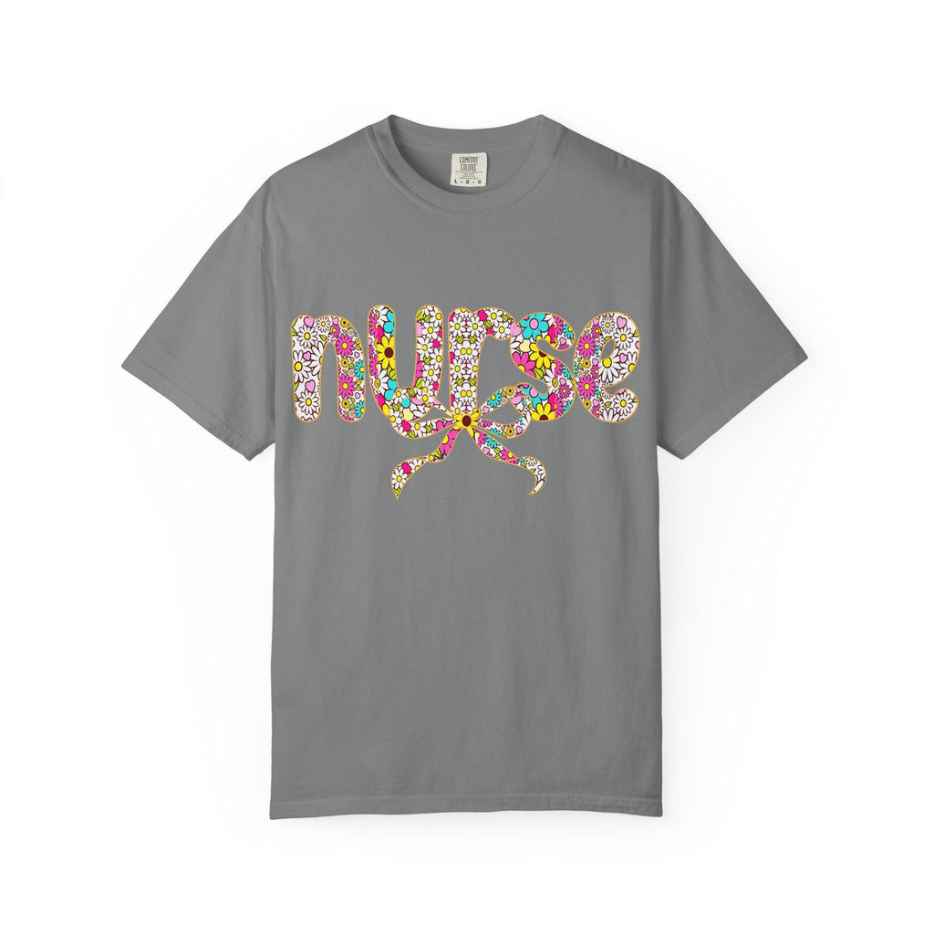 Floral Nurse Script T-Shirt | Colorful Flower Stethoscope Design