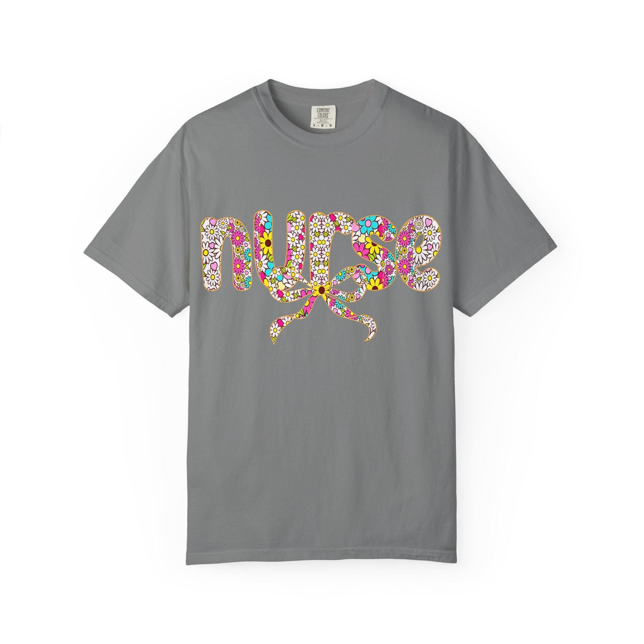 Floral Nurse Script T-Shirt | Colorful Flower Stethoscope Design