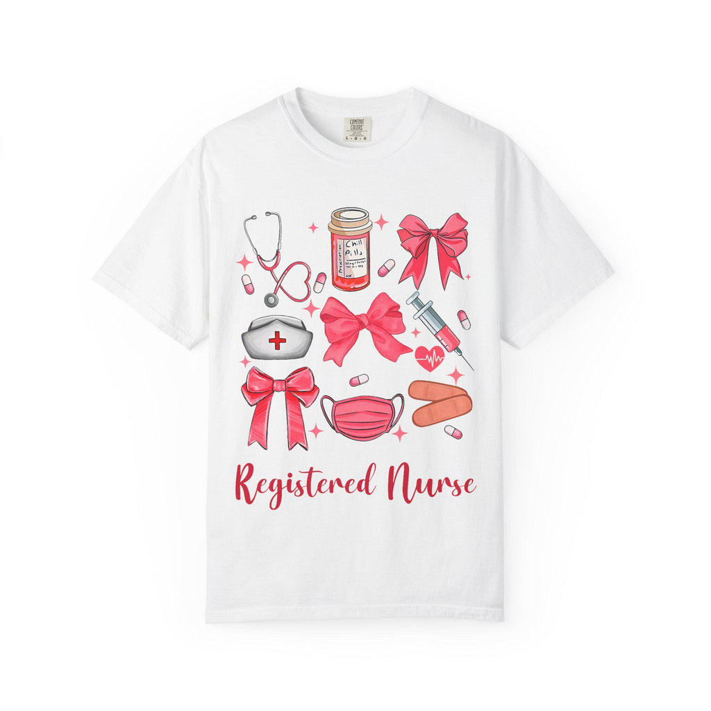 Registered Nurse Medical Icons T-Shirt | Nurse Stethoscope Mask Syringe