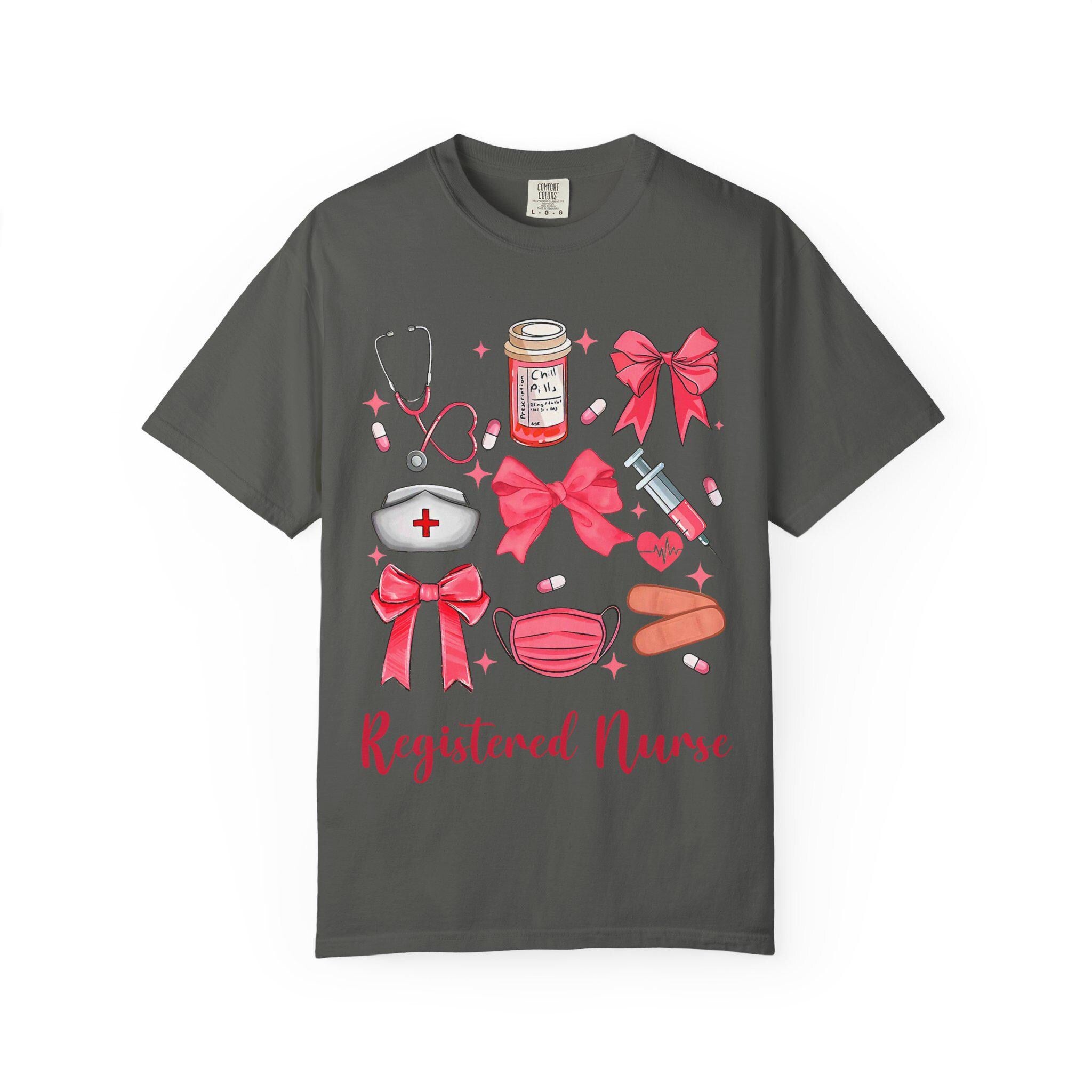 Registered Nurse Medical Icons T-Shirt | Nurse Stethoscope Mask Syringe